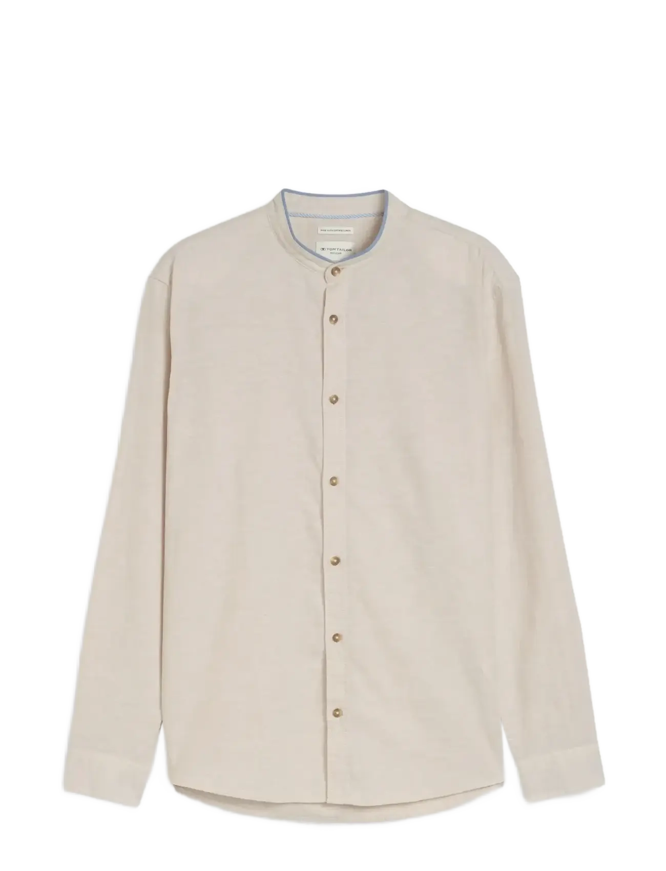 Tom Tailor cotton linen shirt - Skjorter - CASHEW BEIGE CHAMBRAY / beige