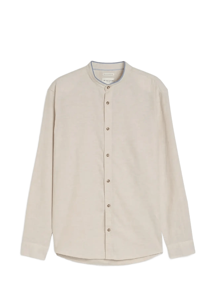 Tom Tailor - cotton linen shirt - leinenhemden - cashew beige chambray - 1