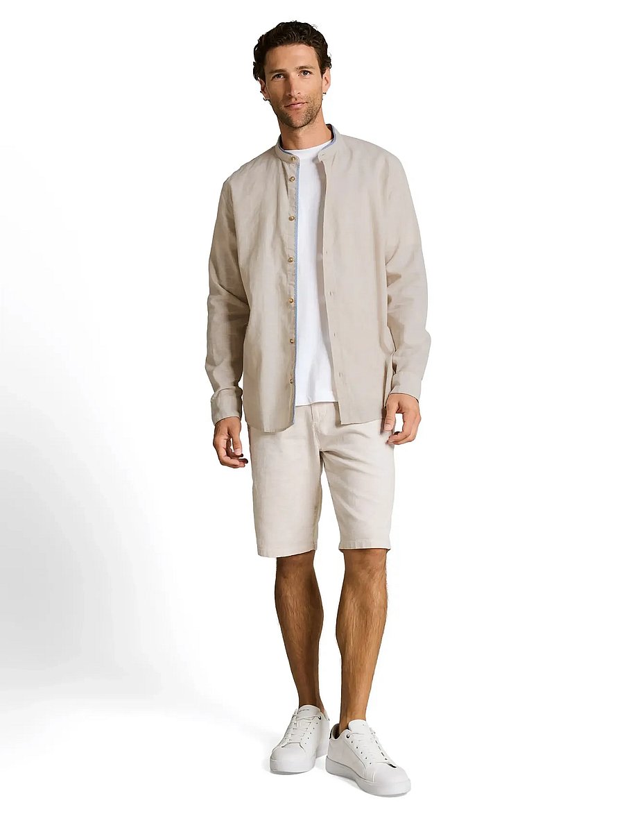 Tom Tailor - cotton linen shirt - leinenhemden - cashew beige chambray - 0