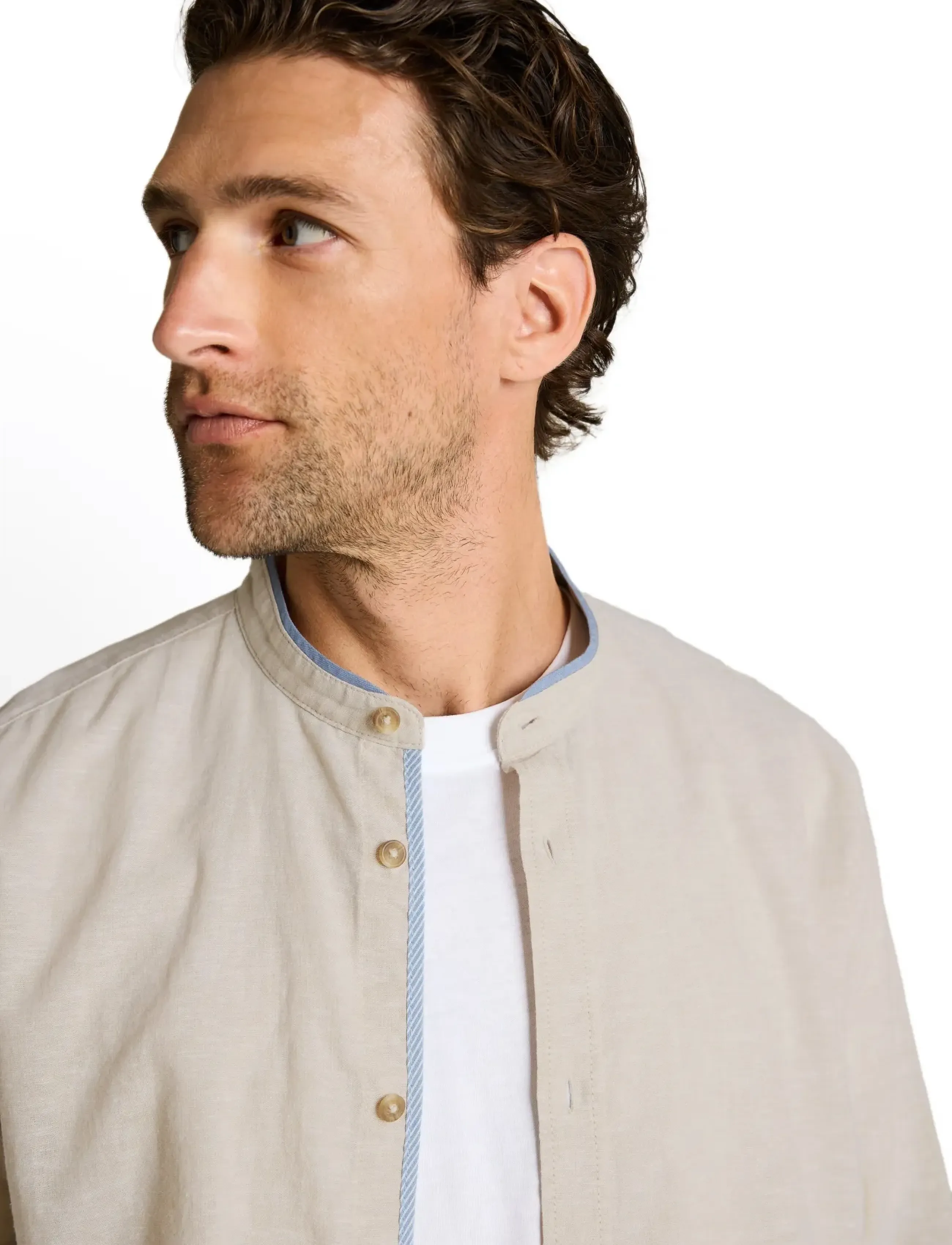 Tom Tailor - cotton linen shirt - linased särgid - cashew beige chambray - 4