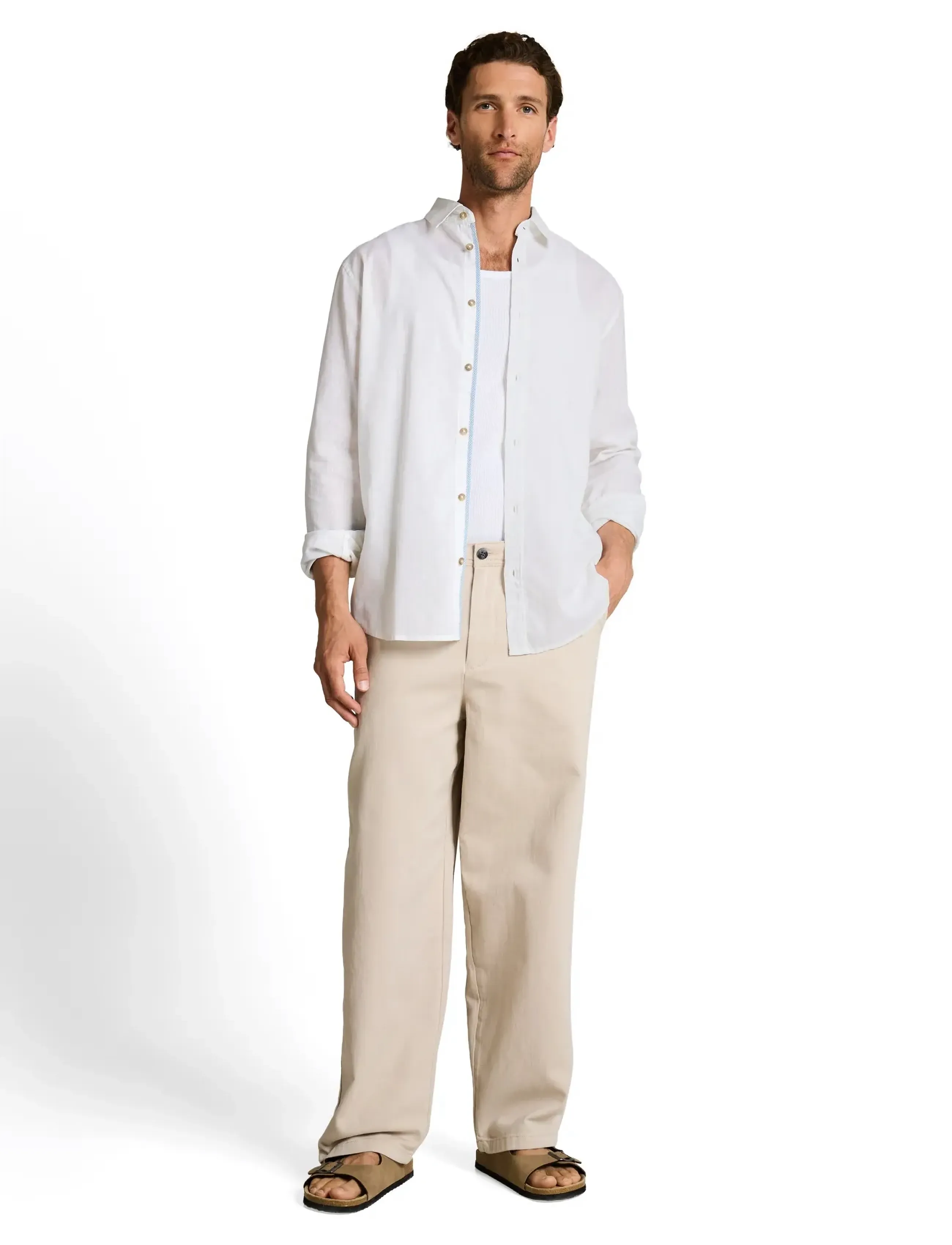 Tom Tailor cotton linen shirt - Kolekcijos - WHITE / white