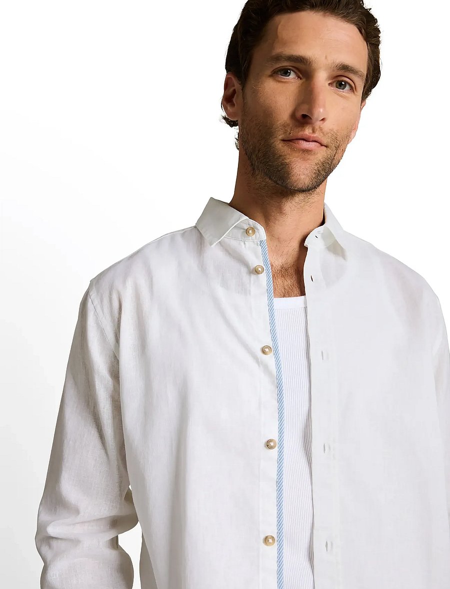 Tom Tailor - cotton linen shirt - hørskjorter - white - 4