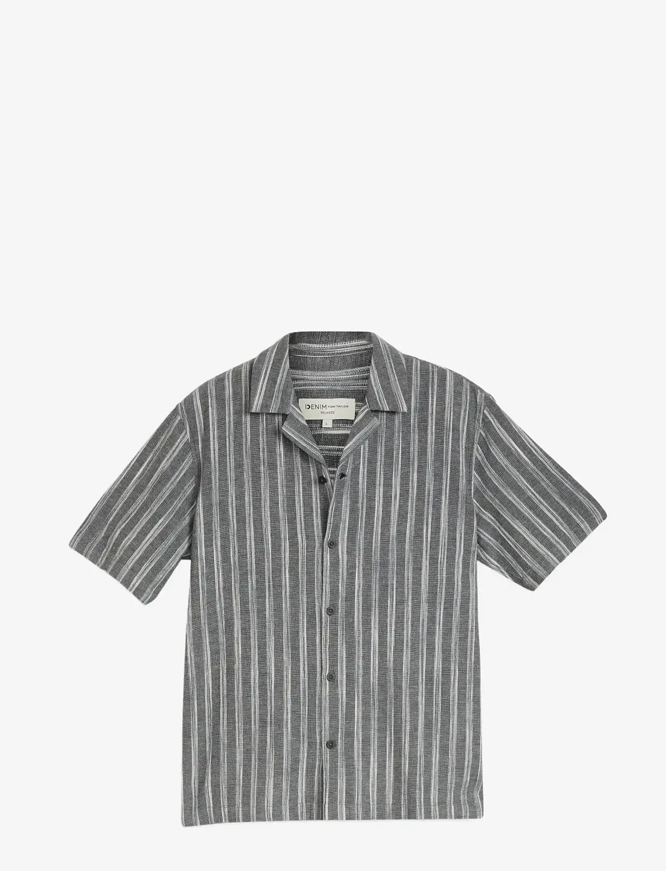 Tom Tailor - relaxed structured striped shirt - gestreifte hemden - black greyish stripe - 1