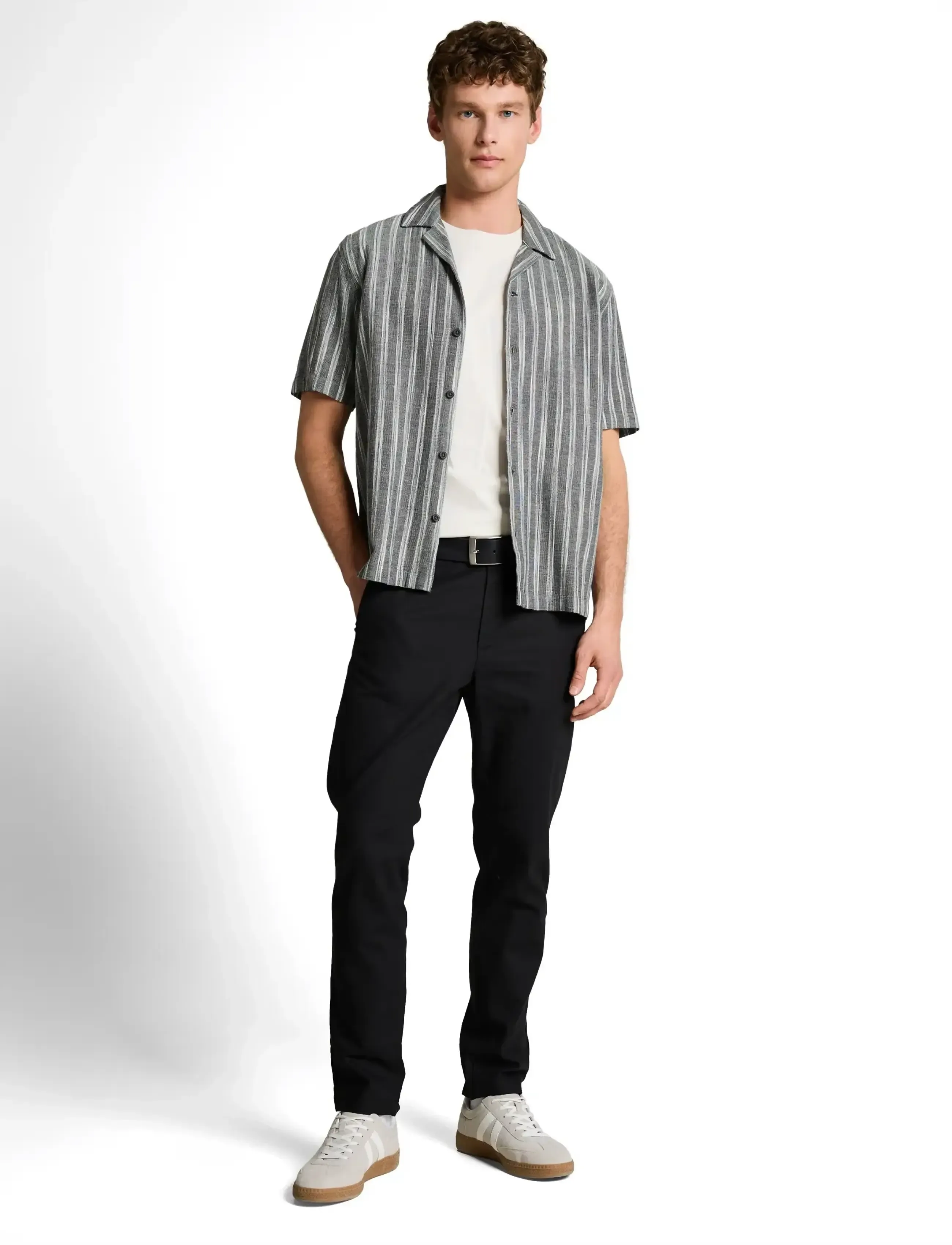 Tom Tailor relaxed structured striped shirt - Clothing - BLACK GREYISH STRIPE / multi