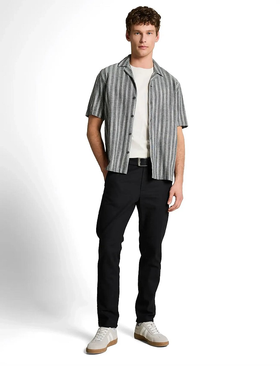 Tom Tailor - relaxed structured striped shirt - dryžuoti marškiniai - black greyish stripe - 0