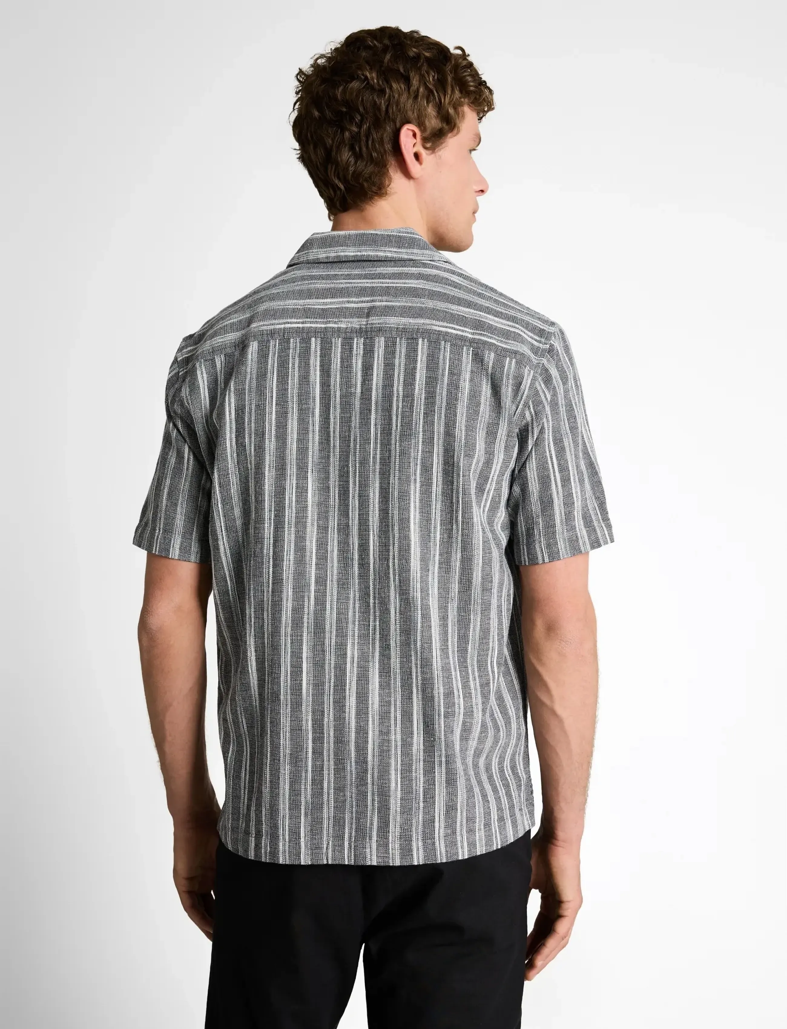 Tom Tailor - relaxed structured striped shirt - striped shirts - black greyish stripe - 2