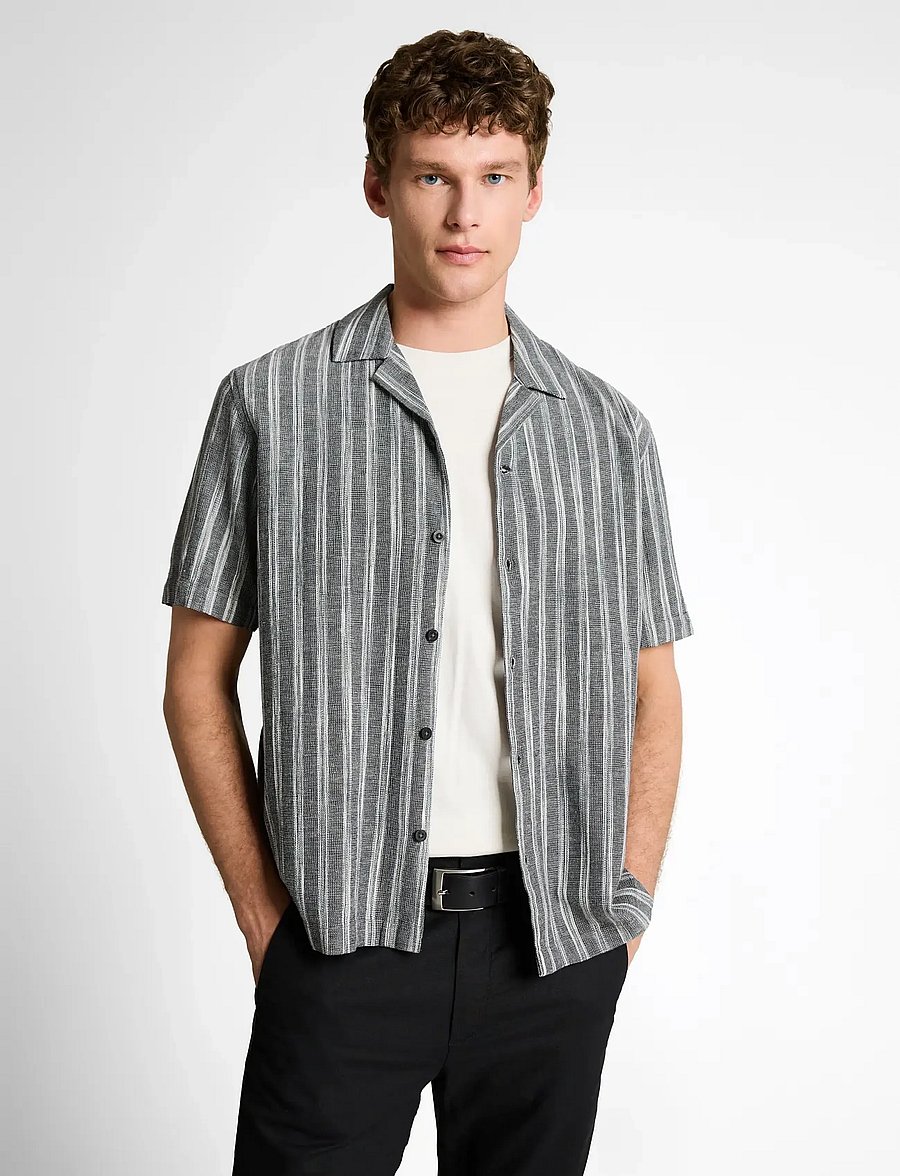 Tom Tailor - relaxed structured striped shirt - dryžuoti marškiniai - black greyish stripe - 3