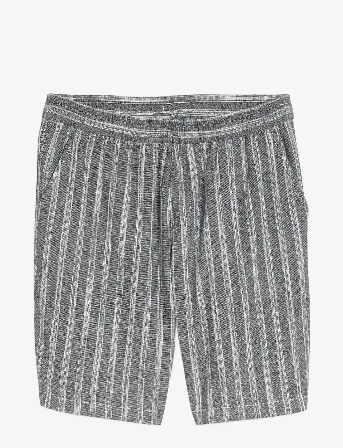 Tom Tailor - structured linen optic beach shorts - linen shorts - black greyish stripe - 1