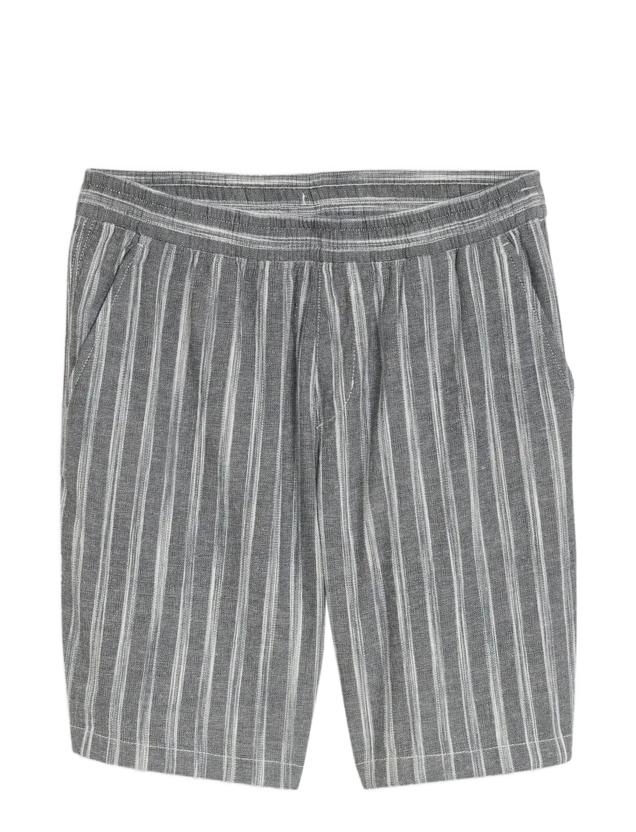 Tom Tailor structured linen optic beach shorts - Clothing - BLACK GREYISH STRIPE / multi