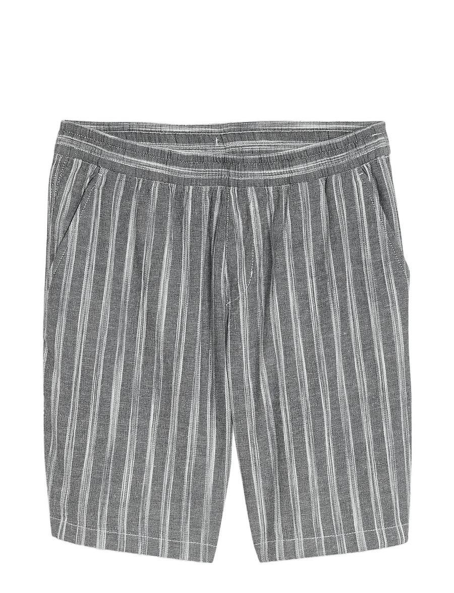 Tom Tailor - structured linen optic beach shorts - hørshorts - black greyish stripe - 1