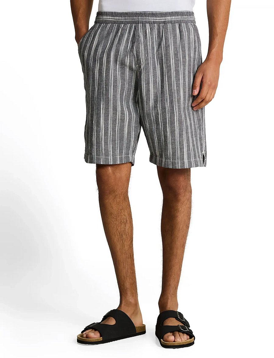 Tom Tailor - structured linen optic beach shorts - hørshorts - black greyish stripe - 0
