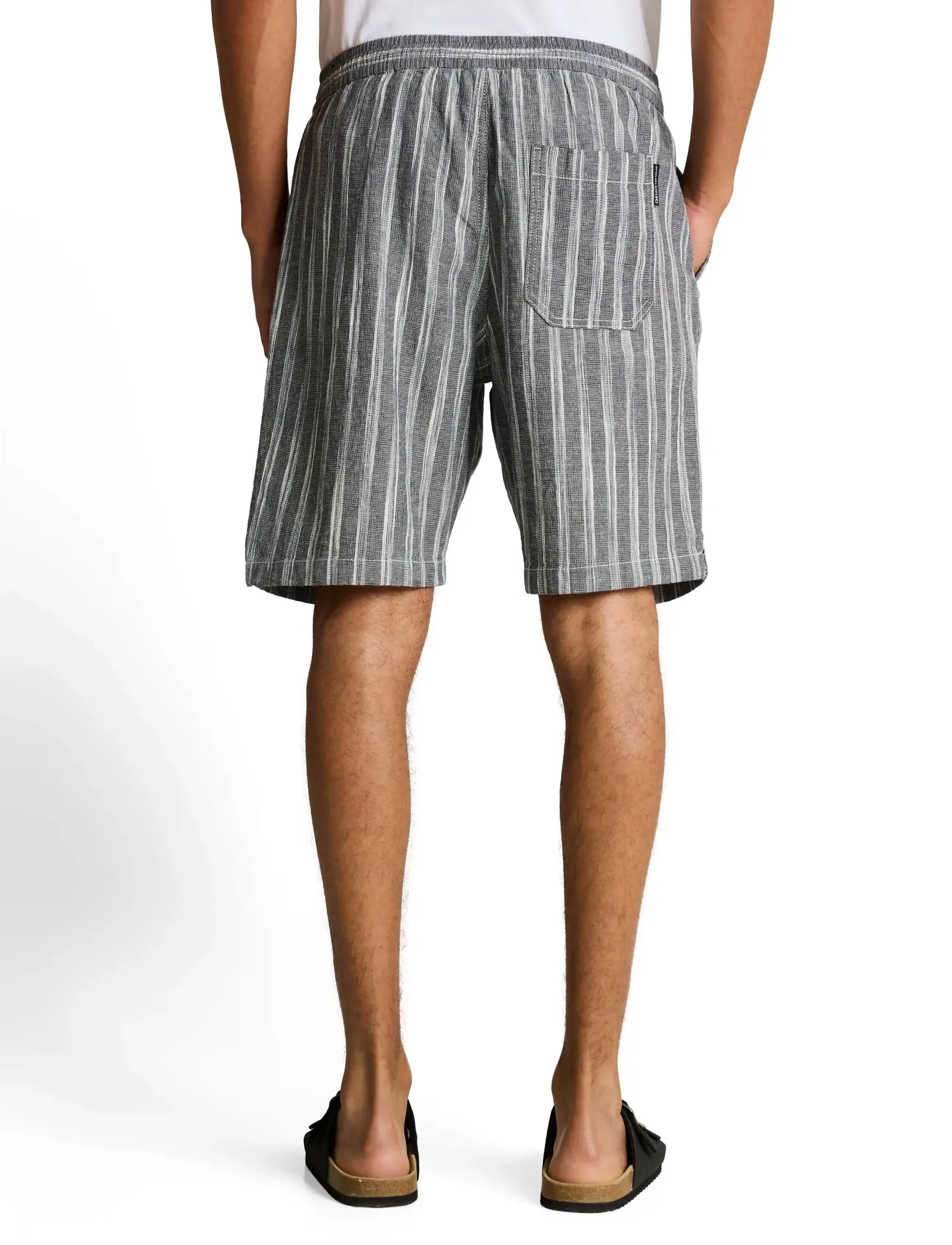 Tom Tailor - structured linen optic beach shorts - madalaimad hinnad - black greyish stripe - 2