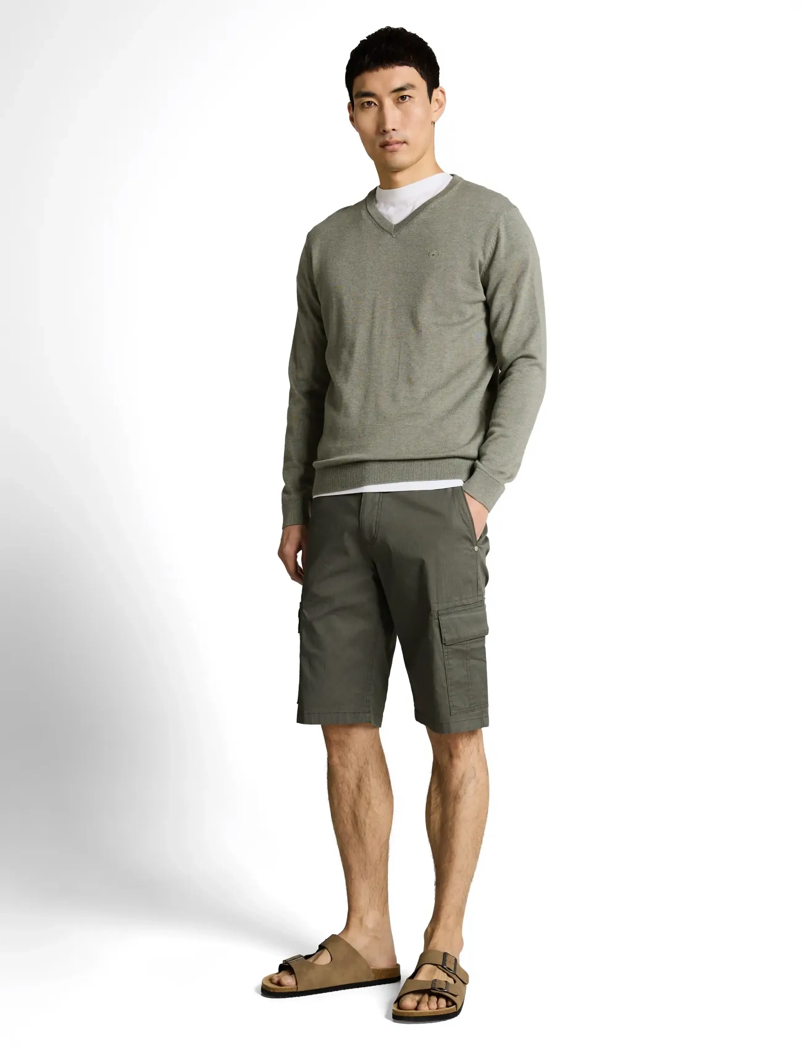 Tom Tailor Regular Printed Cargo Short, 29, Khaki green, Shorts > Cargo Shorts, Herre