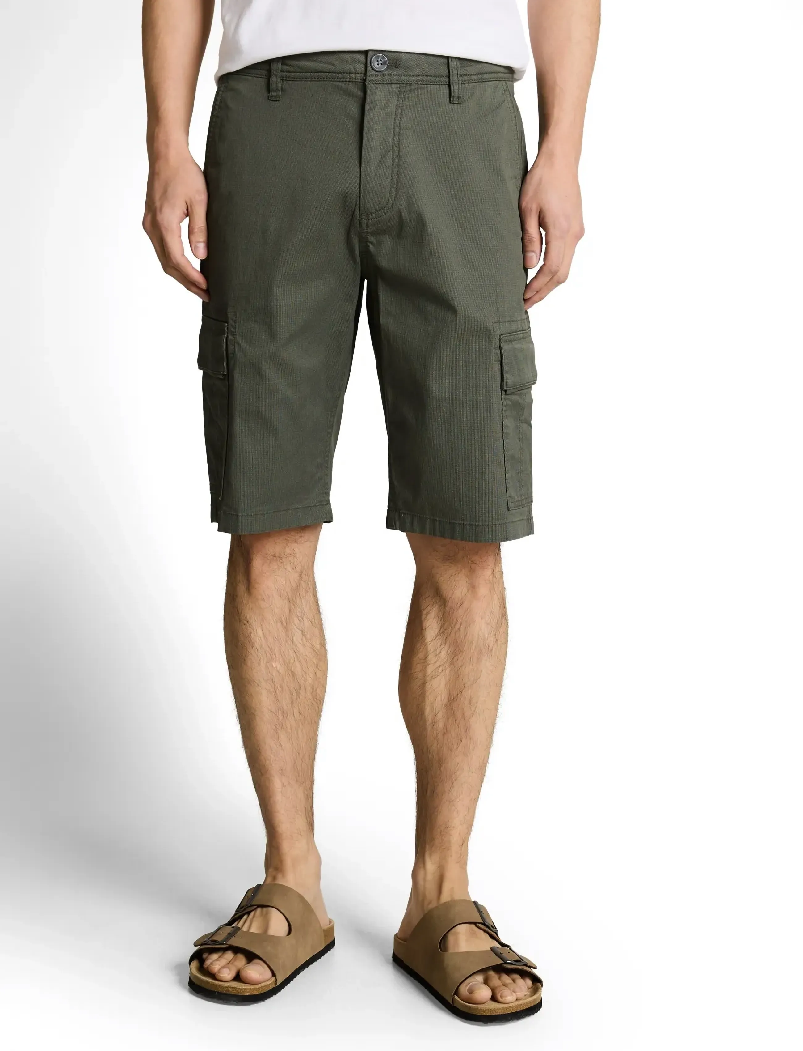 Tom Tailor - regular printed cargo short - men - khaki mini geometric print - 3