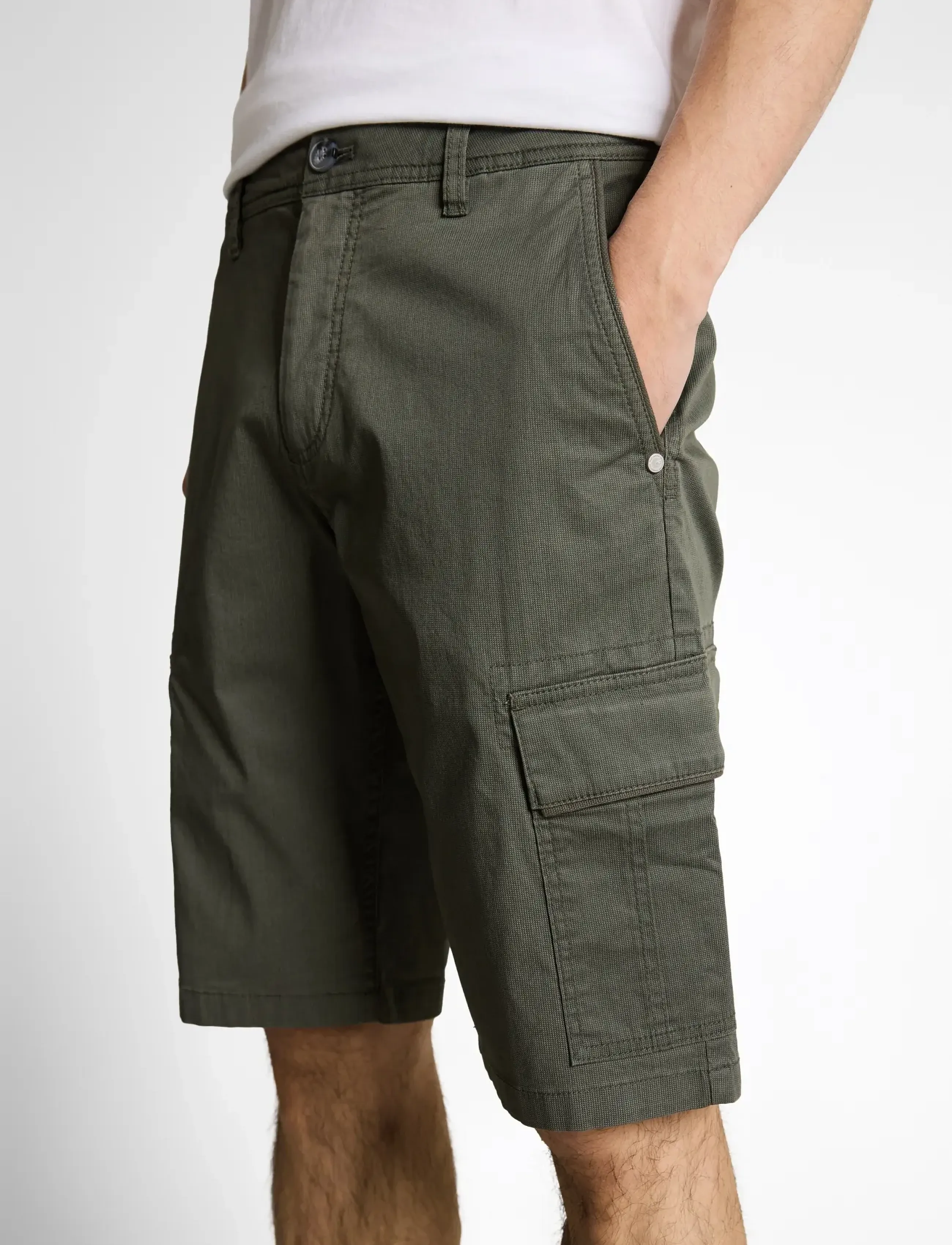 Tom Tailor - regular printed cargo short - men - khaki mini geometric print - 4