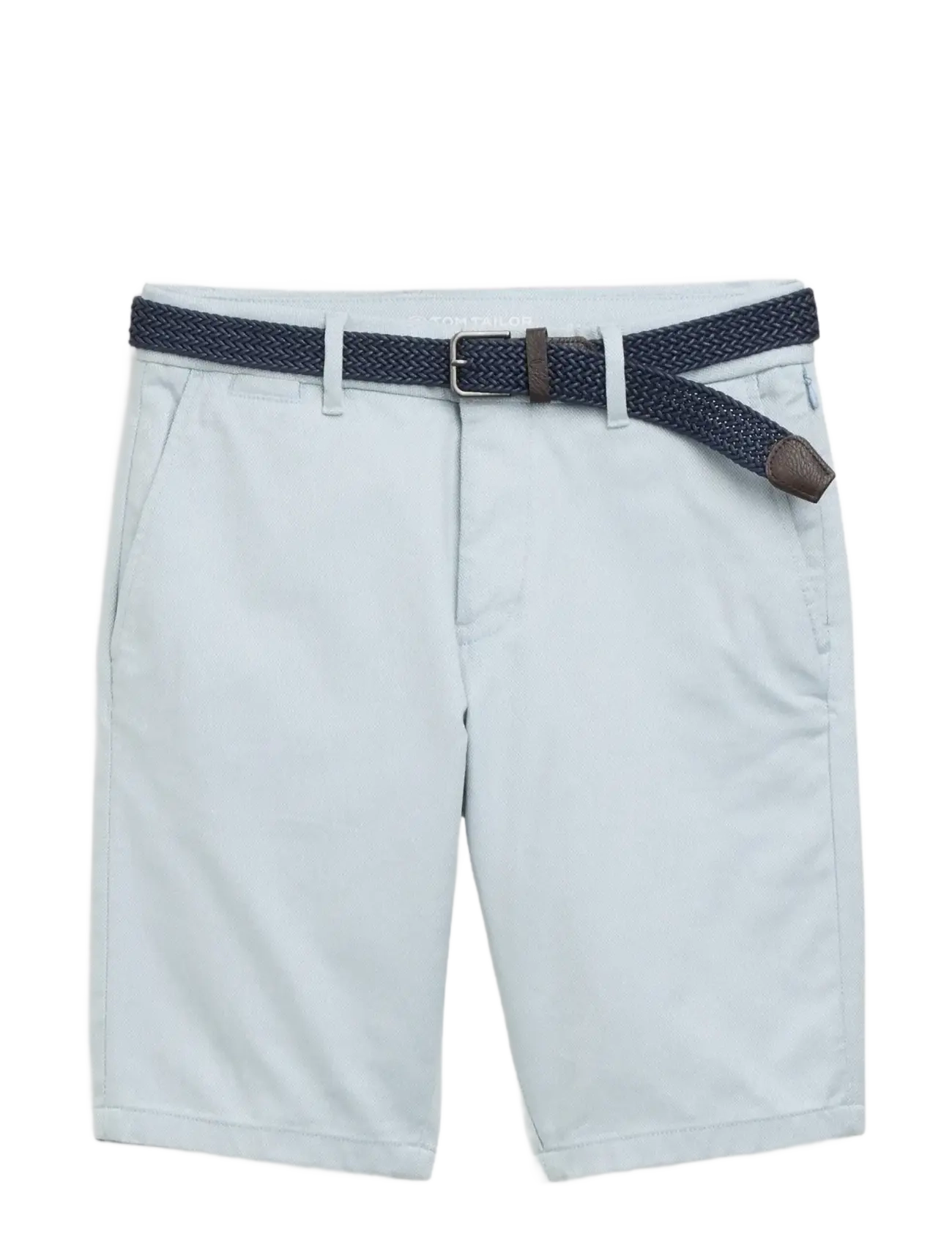 Tom Tailor traveler slim chino shorts - Uus - BLUE WHITE ZIGZAG STRUCTURE / brown