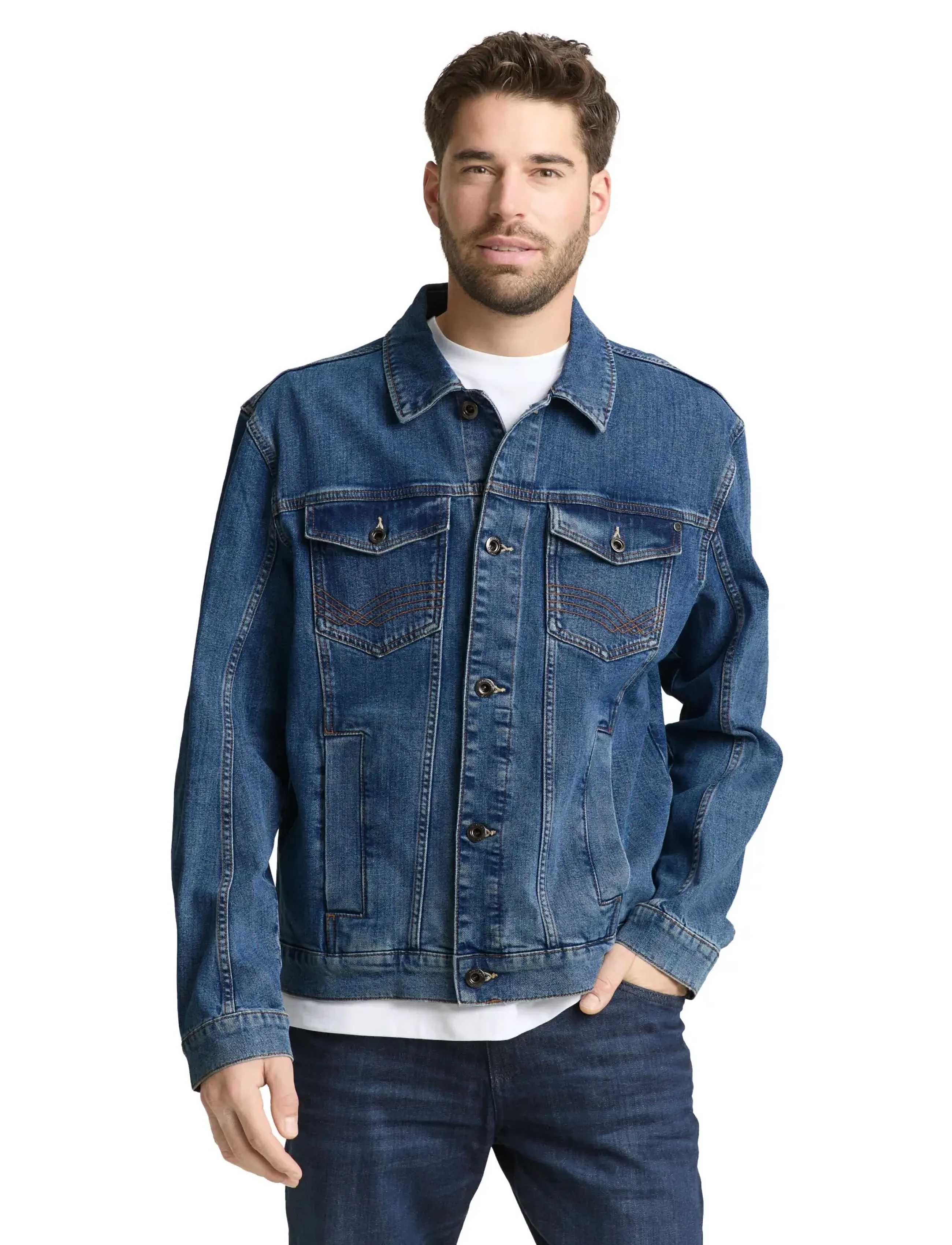 Tom Tailor - denim jacket - forede denimjakker - mid stone bright blue denim - 3