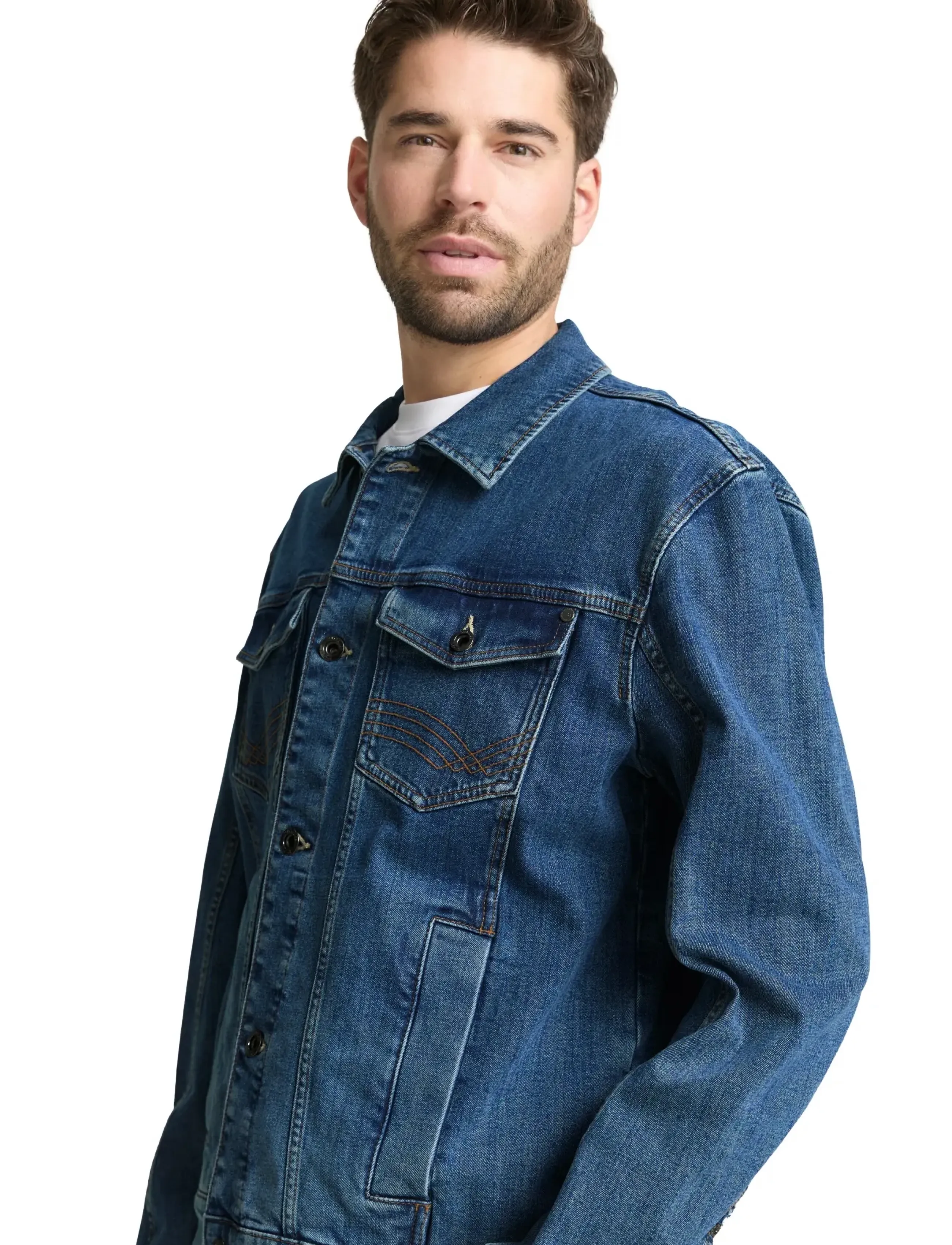 Tom Tailor - denim jacket - forede denimjakker - mid stone bright blue denim - 4
