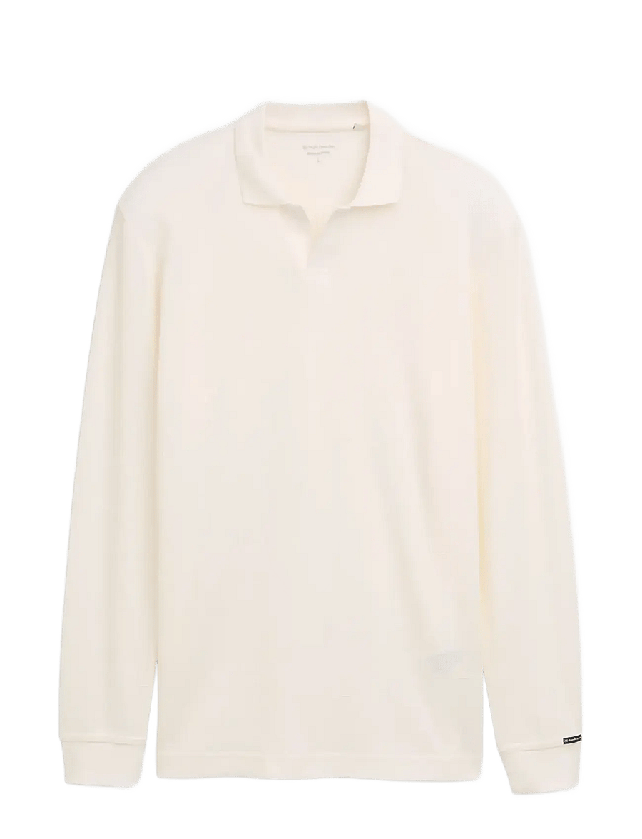 Tom Tailor - structured resort collar polo - pikkade varrukatega kootud polod - gardenia white - 1
