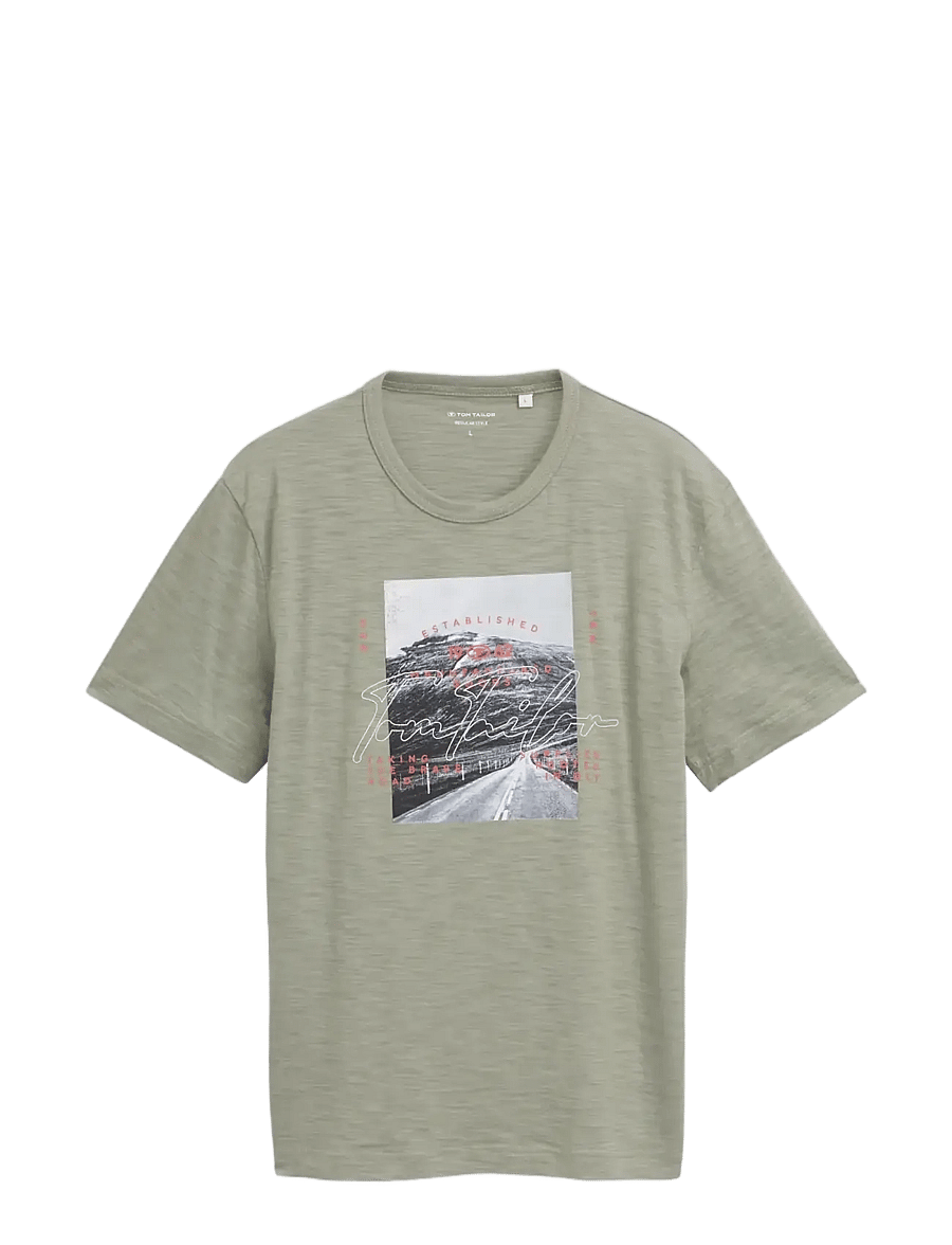 Tom Tailor - photoprint t-shirt - short-sleeved t-shirts - greyish shadow olive - 1
