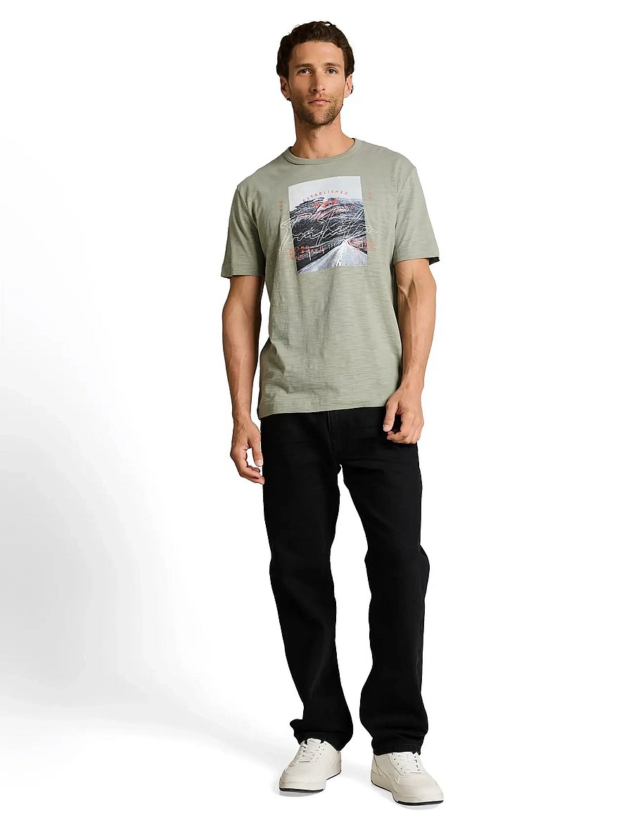 Tom Tailor - photoprint t-shirt - short-sleeved t-shirts - greyish shadow olive - 0
