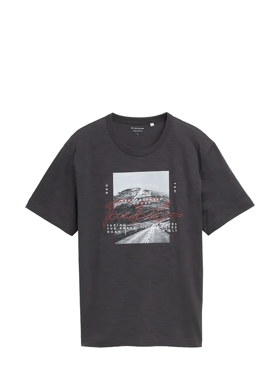 Tom Tailor - photoprint t-shirt - kurzärmelige t-shirts - tarmac grey - 1