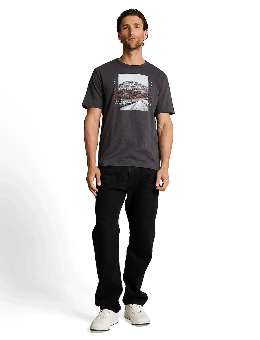 Tom Tailor - photoprint t-shirt - kurzärmelige t-shirts - tarmac grey - 0
