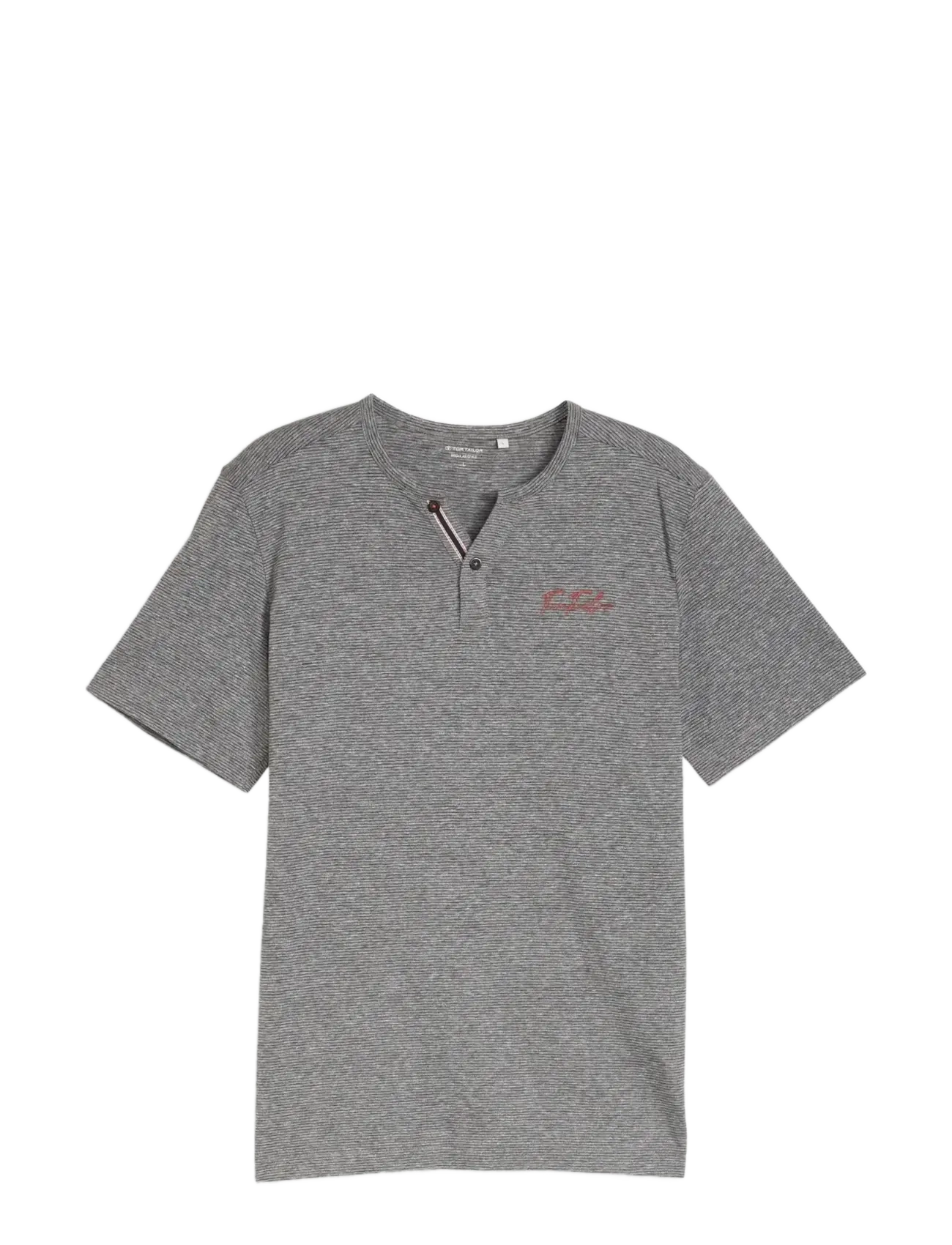 TOM TAILOR Fine Gestreift Serafino Grau - XXL - Herren