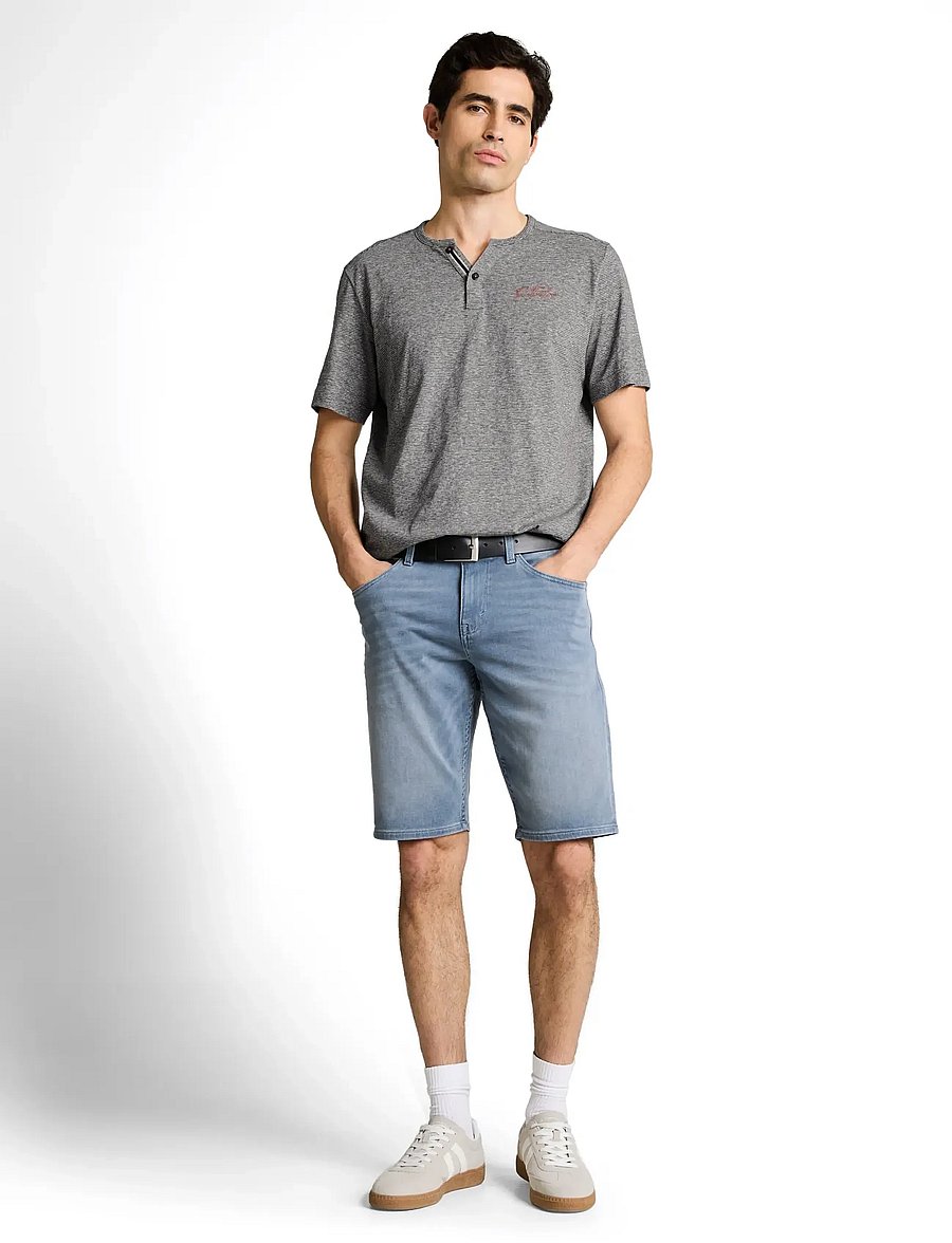Tom Tailor - fine striped serafino - kurzärmelige t-shirts - white tarmac grey fine stripe - 0