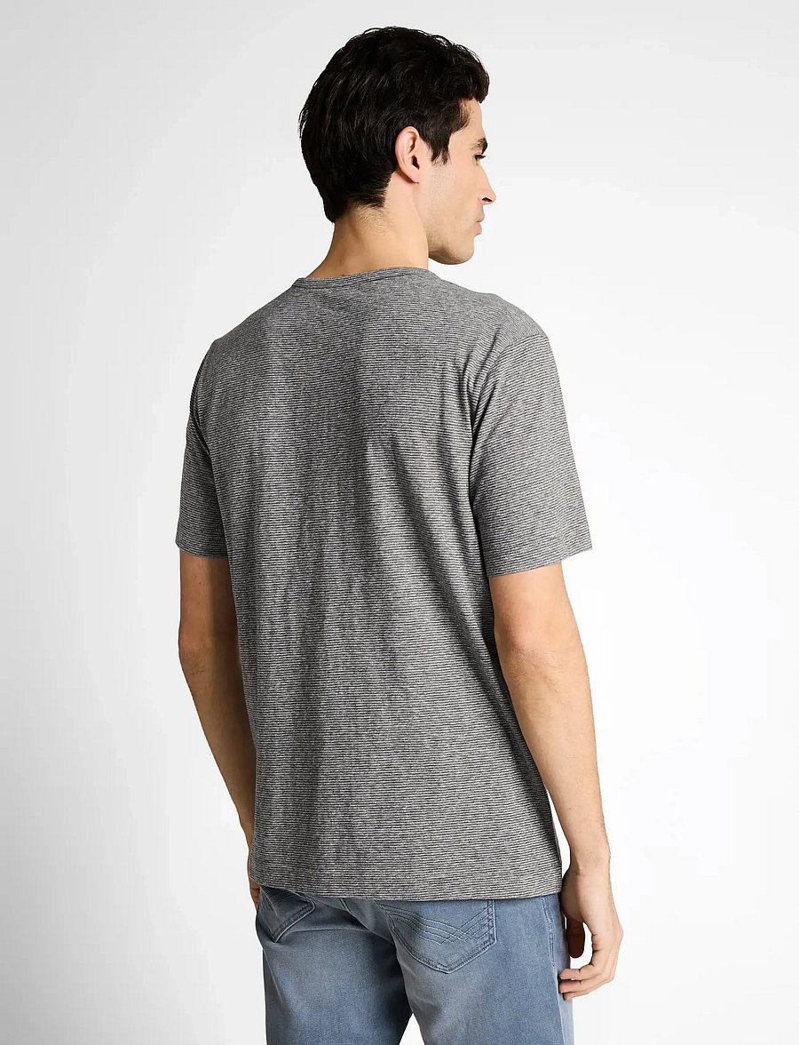 Tom Tailor - fine striped serafino - kurzärmelige t-shirts - white tarmac grey fine stripe - 2