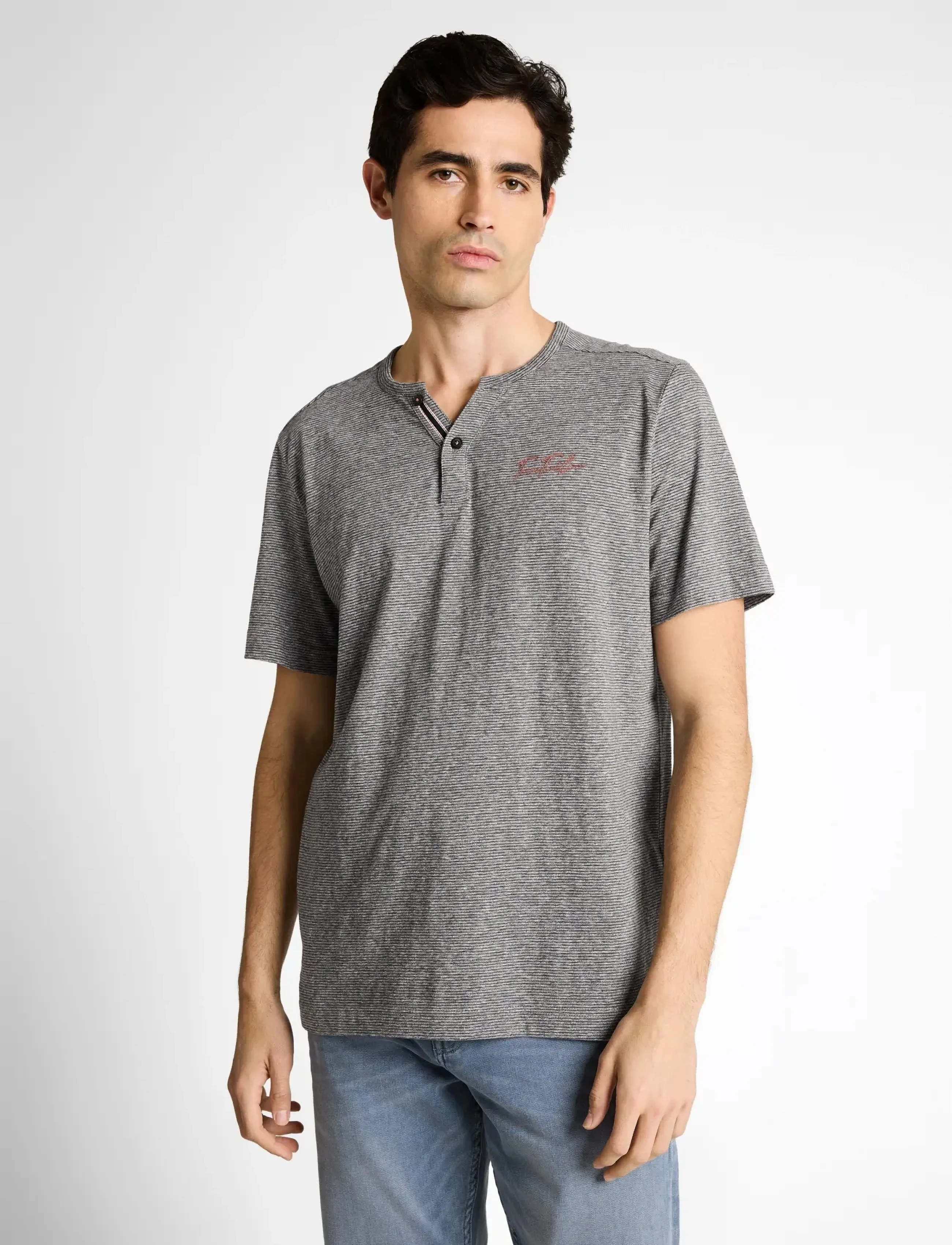 Tom Tailor - fine striped serafino - stutterma bolir - white tarmac grey fine stripe - 3