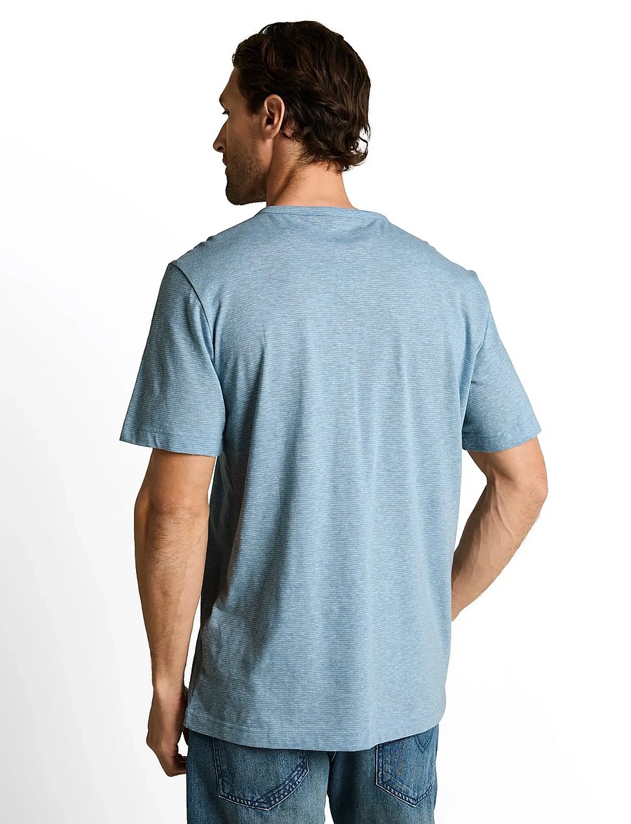 Tom Tailor - fine striped serafino - kortärmade t-shirts - spring blue fine stripe - 2