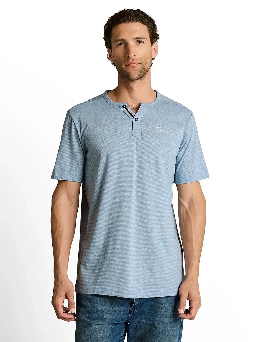 Tom Tailor - fine striped serafino - kortärmade t-shirts - spring blue fine stripe - 3