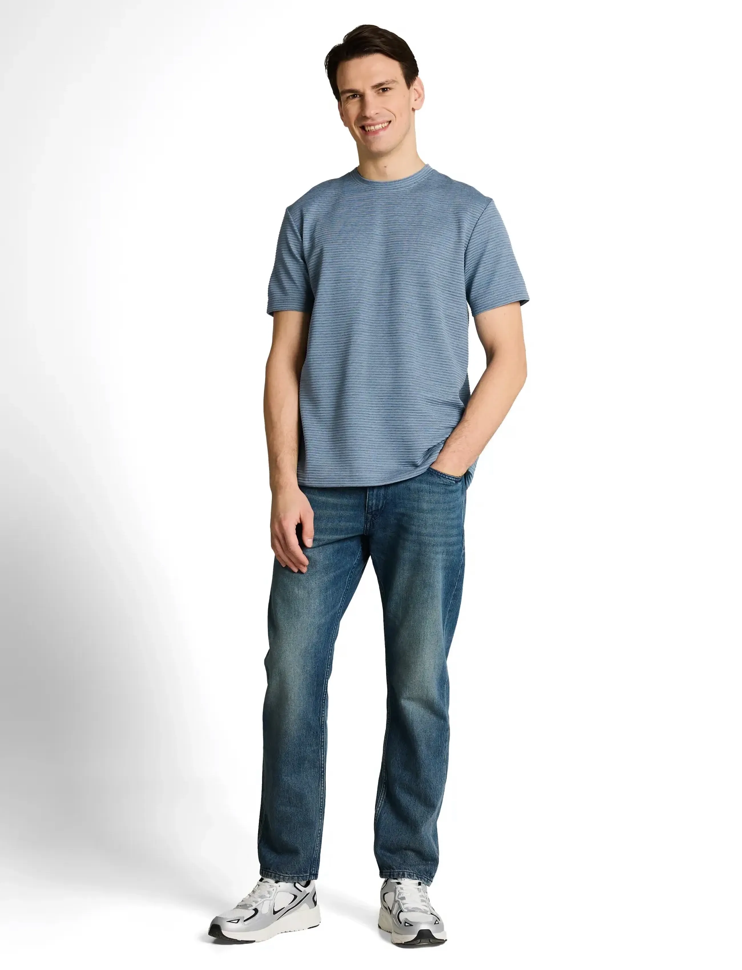 Tom Tailor Striped T-Shirt, L, T-shirts, Blau - Short-sleeved, Männerswear
