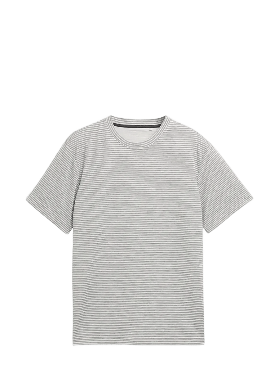 Tom Tailor - striped t-shirt - kurzärmelige t-shirts - white grey grindle stripe - 1