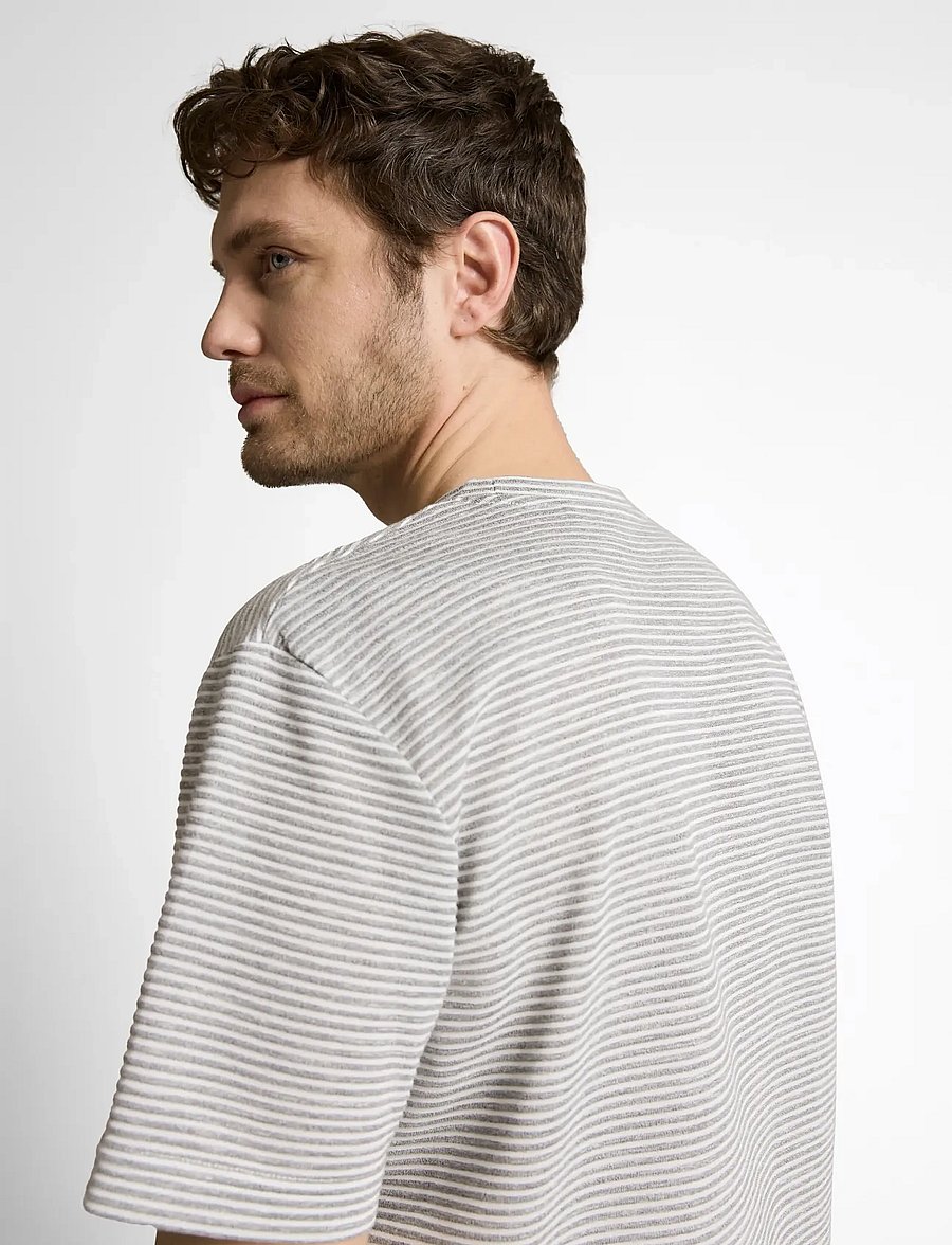 Tom Tailor - striped t-shirt - kurzärmelige t-shirts - white grey grindle stripe - 3