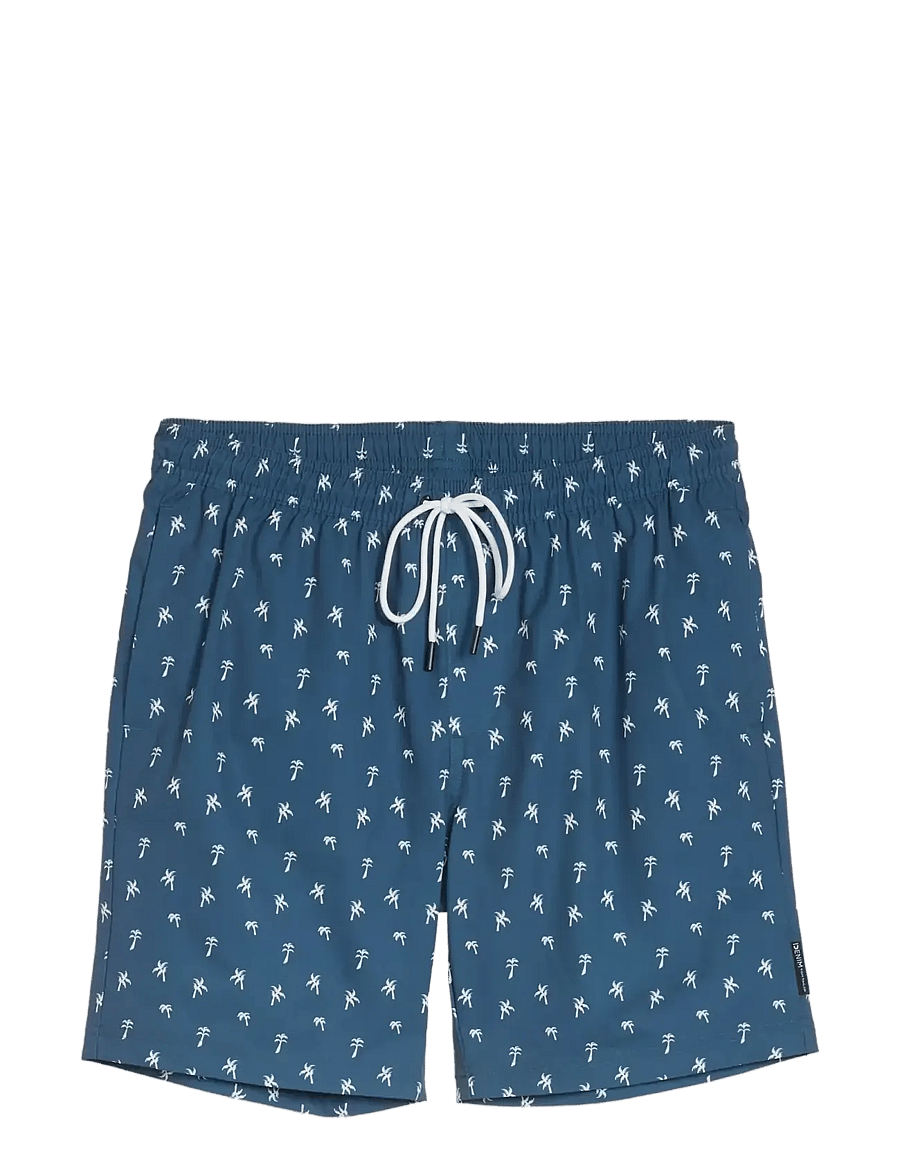 Tom Tailor - printed swim shorts - badehose - blue white mini palm print - 1