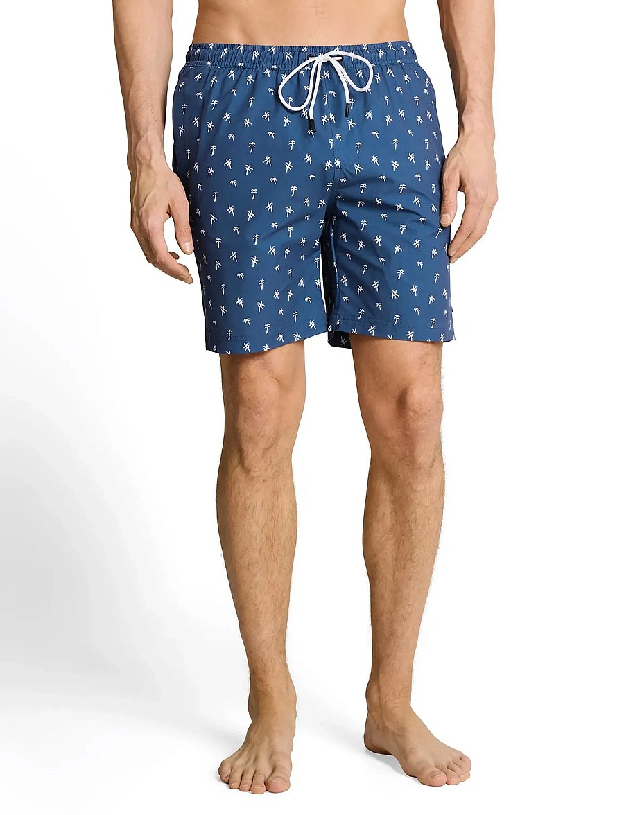 Tom Tailor - printed swim shorts - badehose - blue white mini palm print - 0
