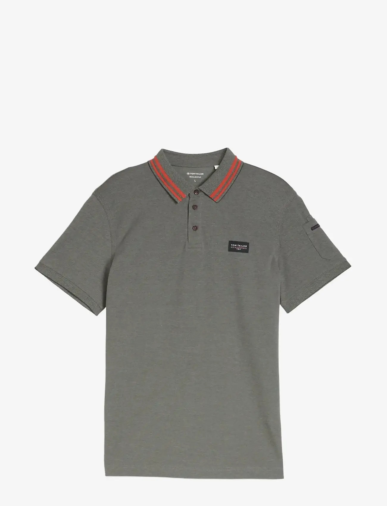 Tom Tailor - detailed polo - kurzärmelig - olive green grey two tone - 1