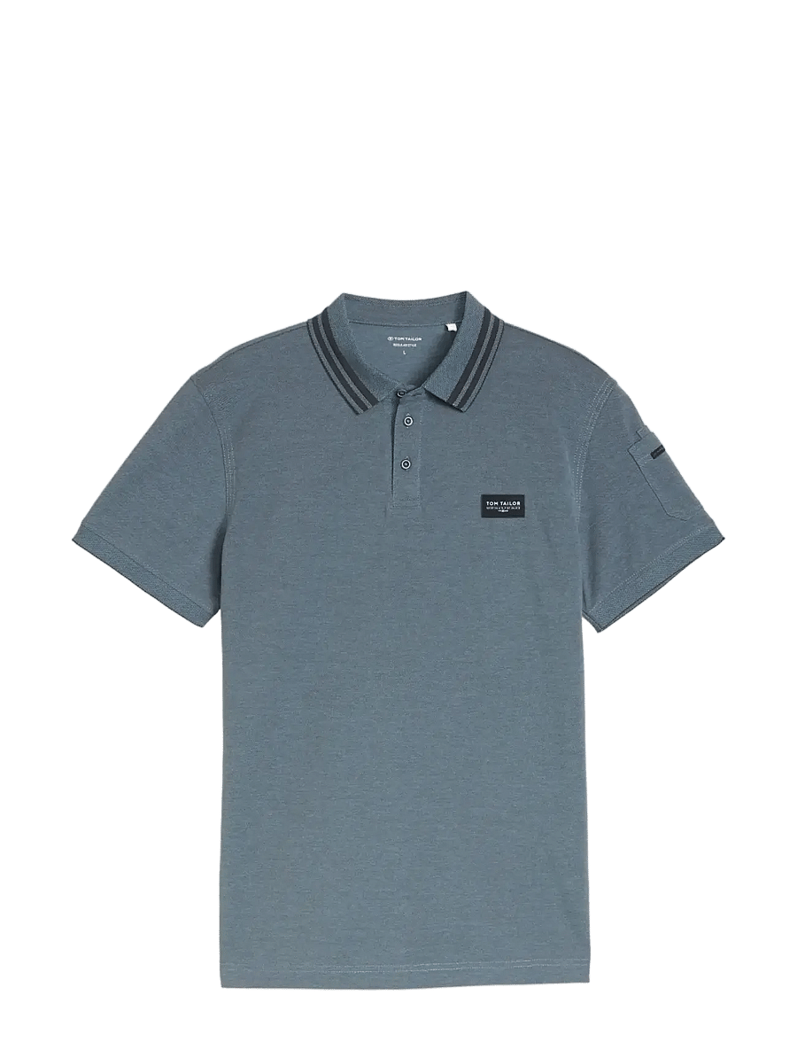 Tom Tailor - detailed polo - kurzärmelig - blue grey two tone - 1