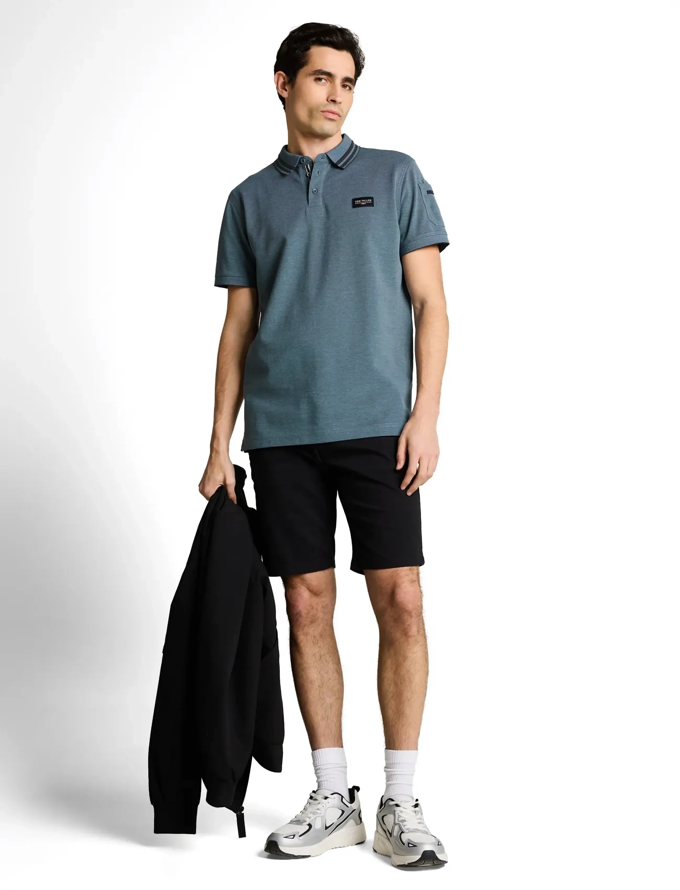 Tom Tailor Detailed Polo, L, Blue, Poloer > Kortærmede, Herre