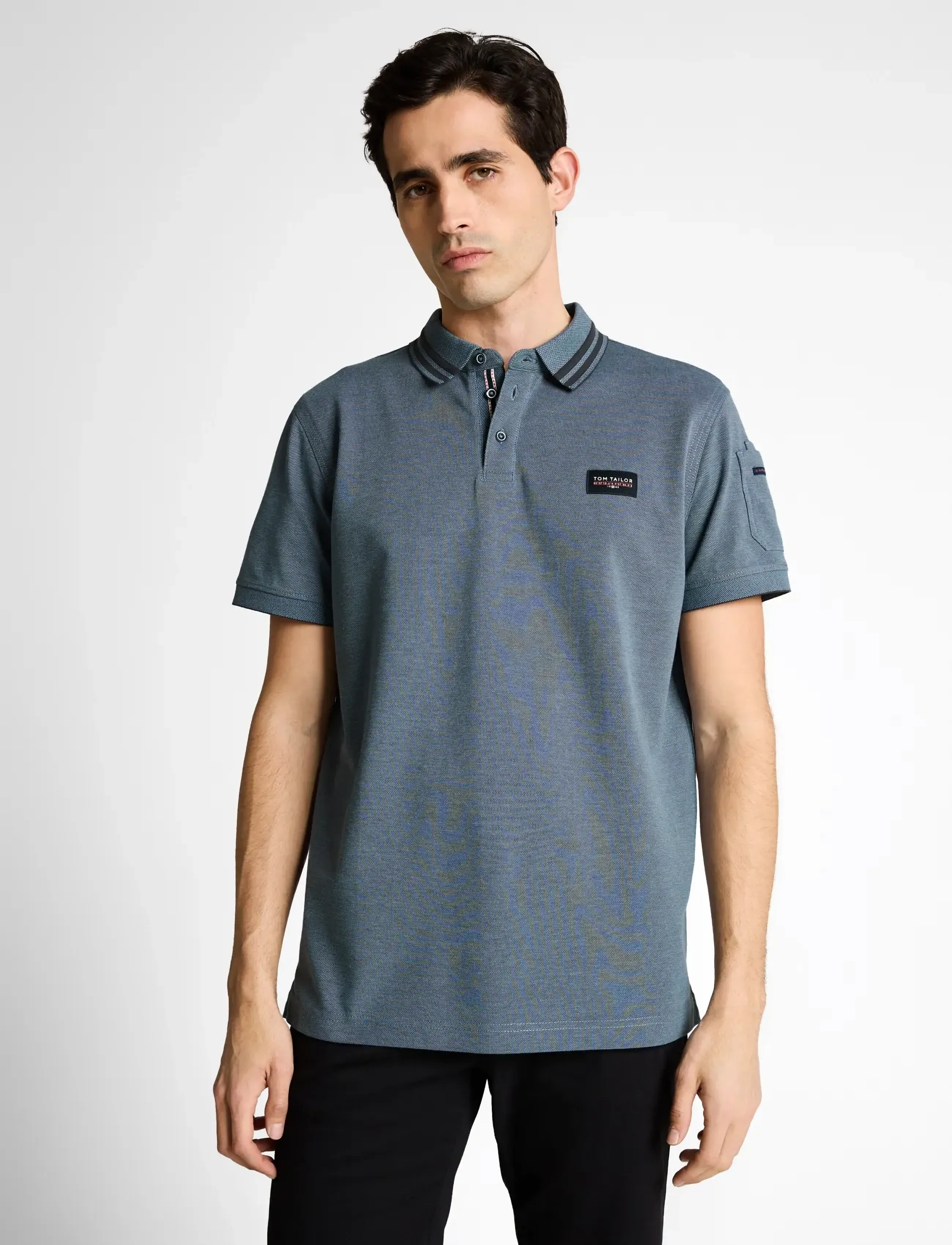 Tom Tailor - detailed polo - kortärmade pikéer - blue grey two tone - 3