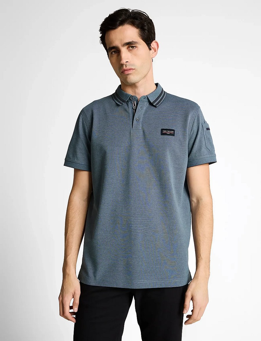 Tom Tailor - detailed polo - kurzärmelig - blue grey two tone - 3