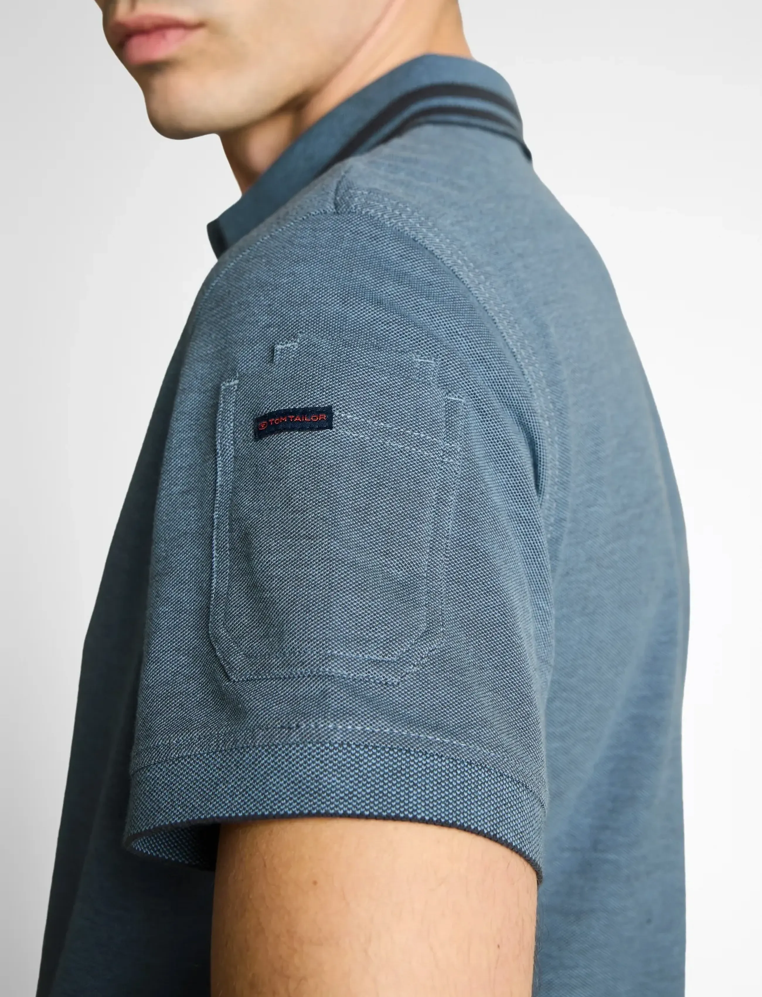 Tom Tailor - detailed polo - kortärmade pikéer - blue grey two tone - 4