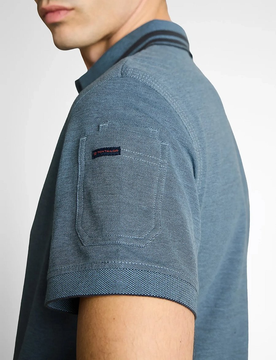 Tom Tailor - detailed polo - kurzärmelig - blue grey two tone - 4