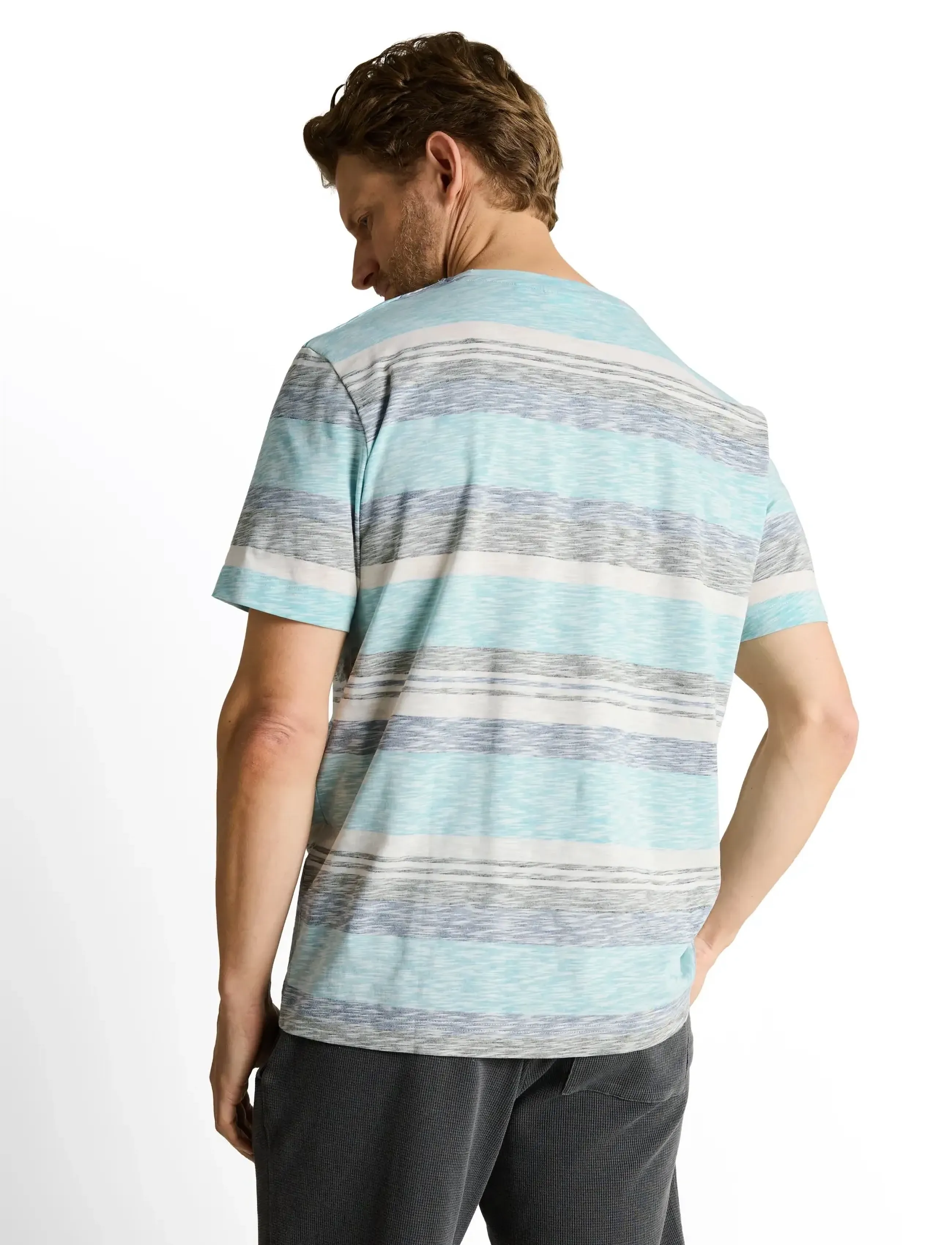 Tom Tailor - inside printed stripe t-shirt - kurzärmelig - river teal multi color stripe - 2