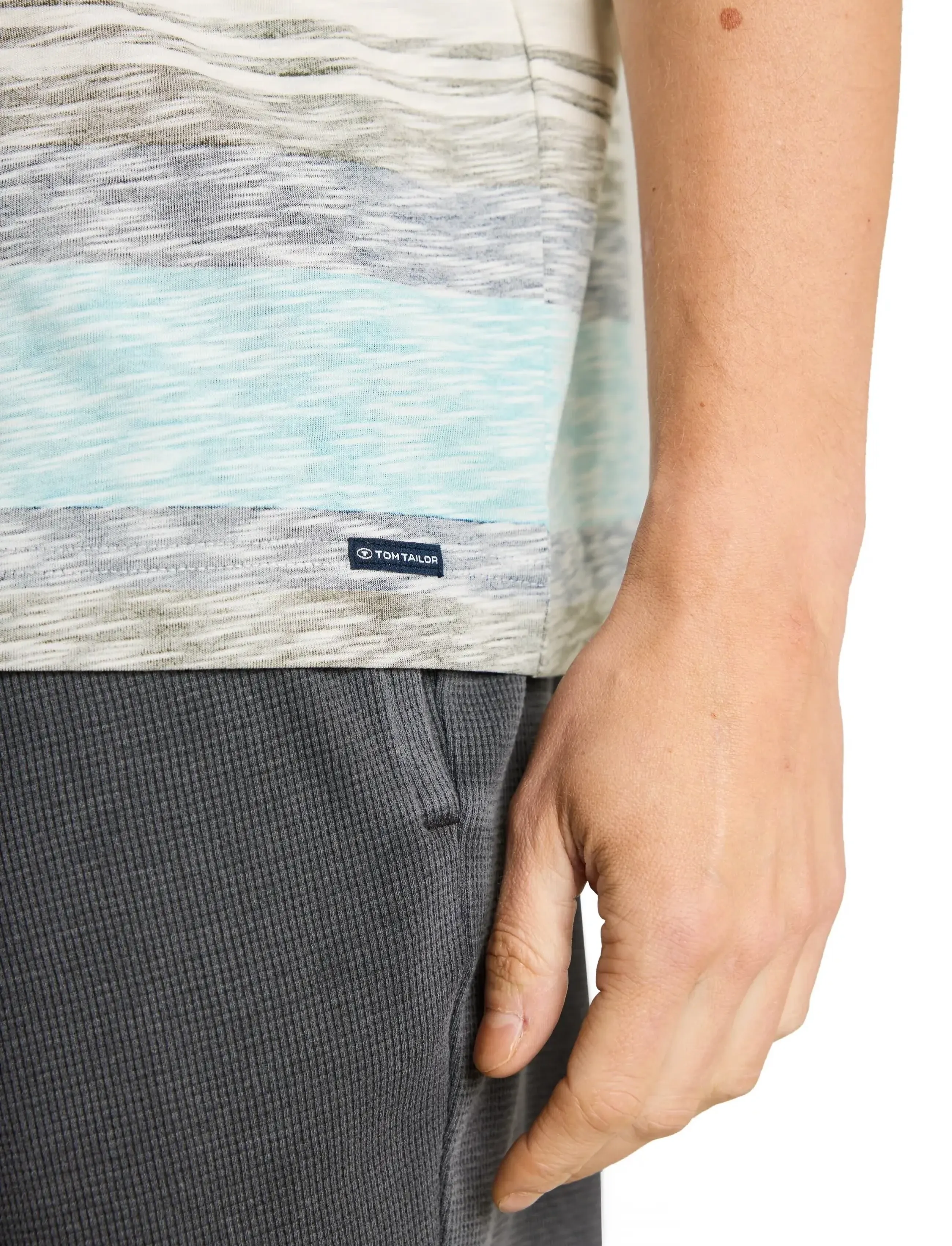 Tom Tailor - inside printed stripe t-shirt - kurzärmelig - river teal multi color stripe - 3
