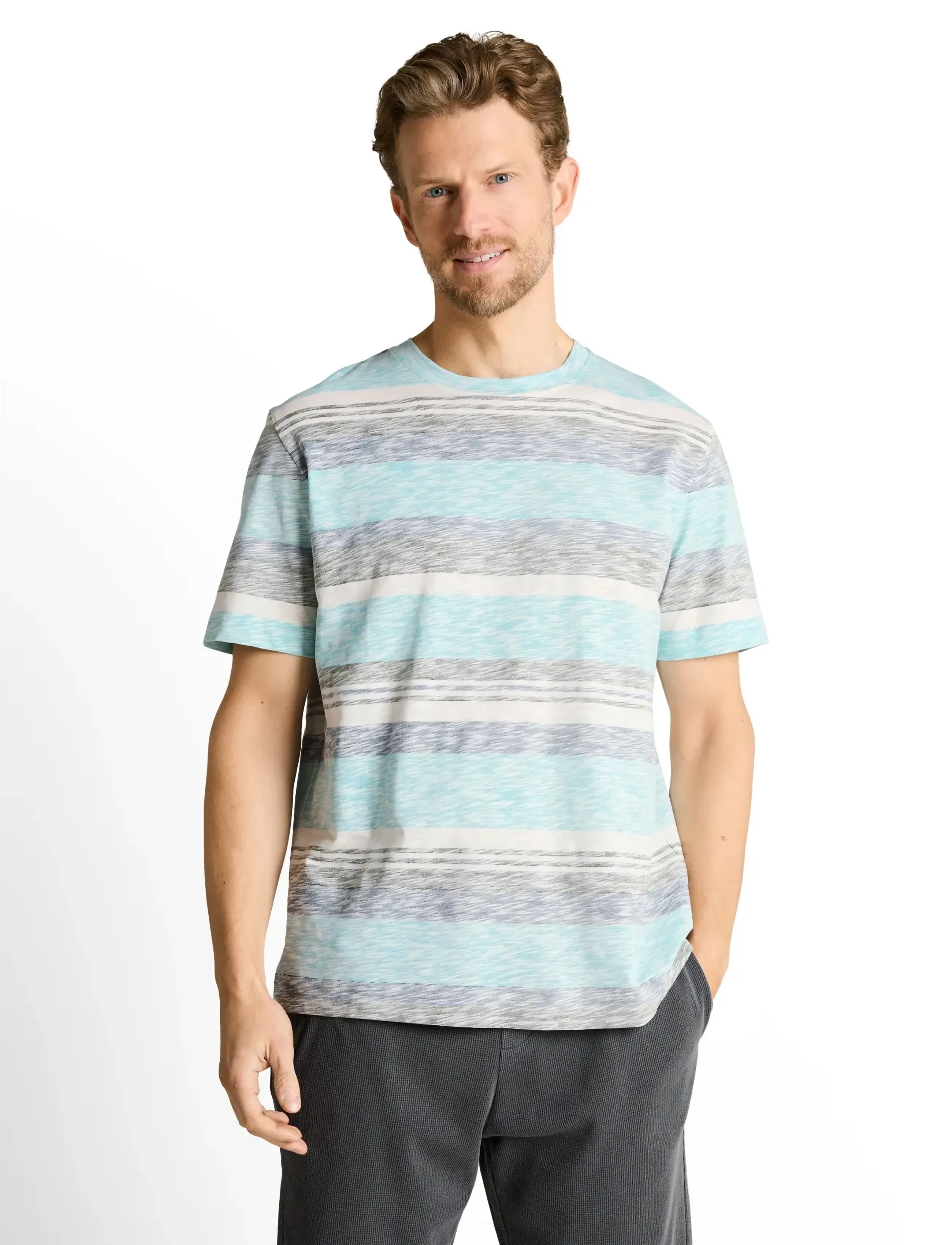 Tom Tailor - inside printed stripe t-shirt - kurzärmelig - river teal multi color stripe - 4