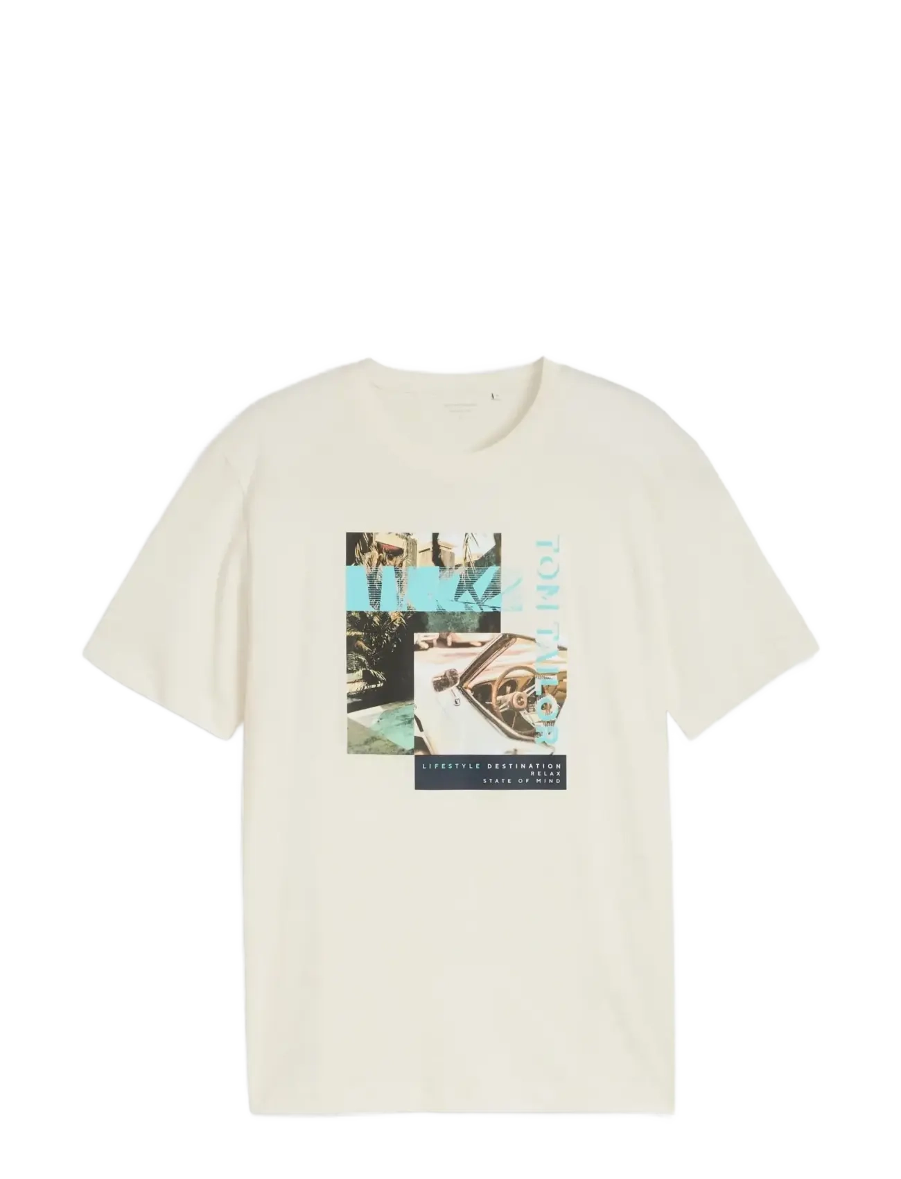 Tom Tailor photoprint t-shirt - T-särgid - GARDENIA WHITE / cream