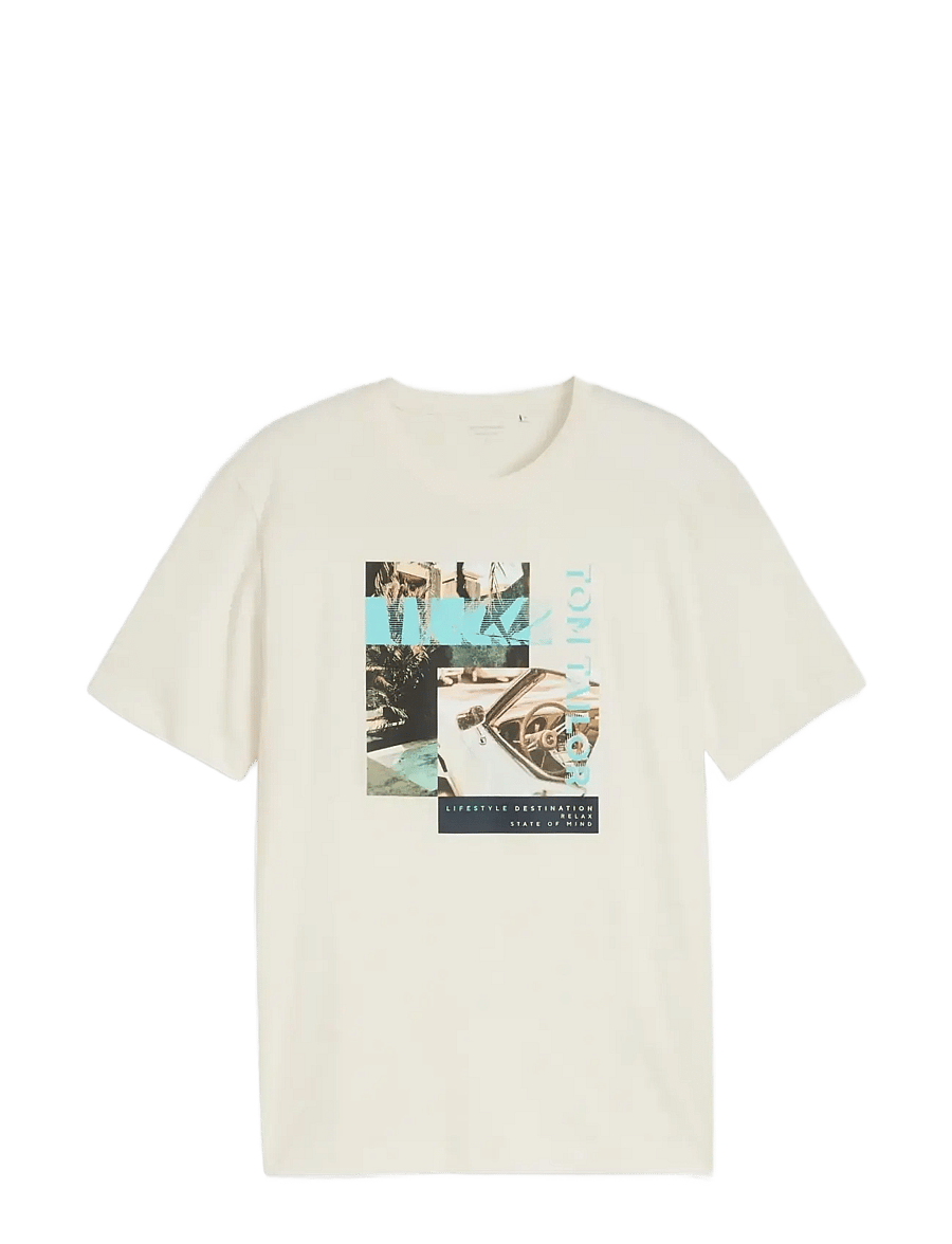 Tom Tailor - photoprint t-shirt - lühikeste varrukatega t-särgid - gardenia white - 1